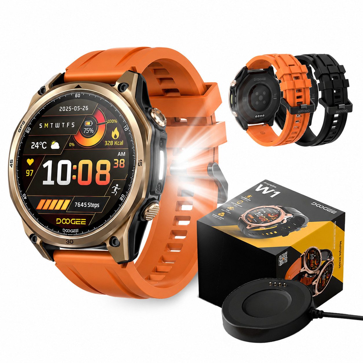 DOOGEE 2026 Smartwatch Herren Outdooruhr Militär 14 Tage Akku 178 Sportmodi Smartwatch