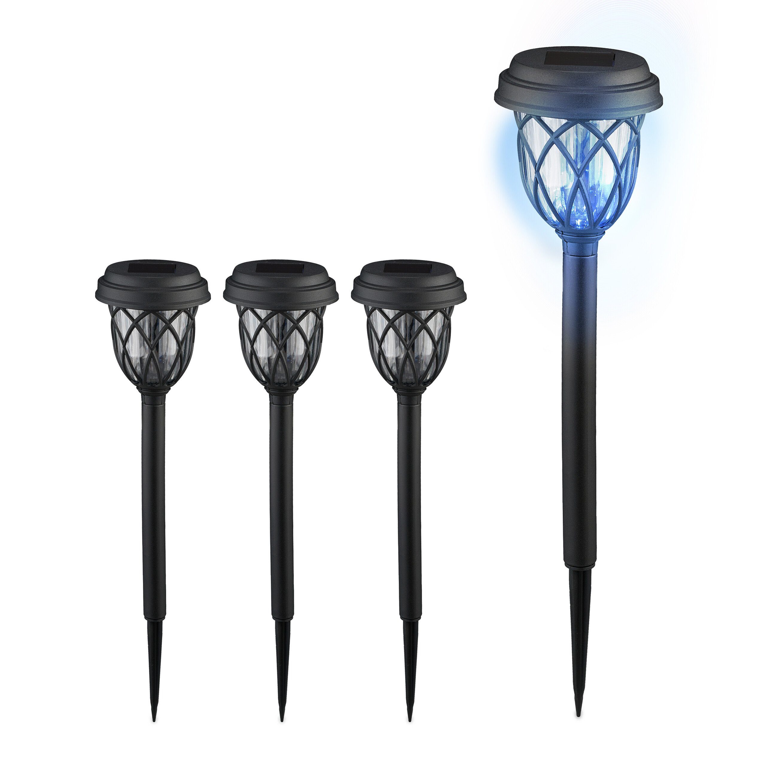 relaxdays Solarleuchte Laterne, Solarlampen-Set 4er LED Pack