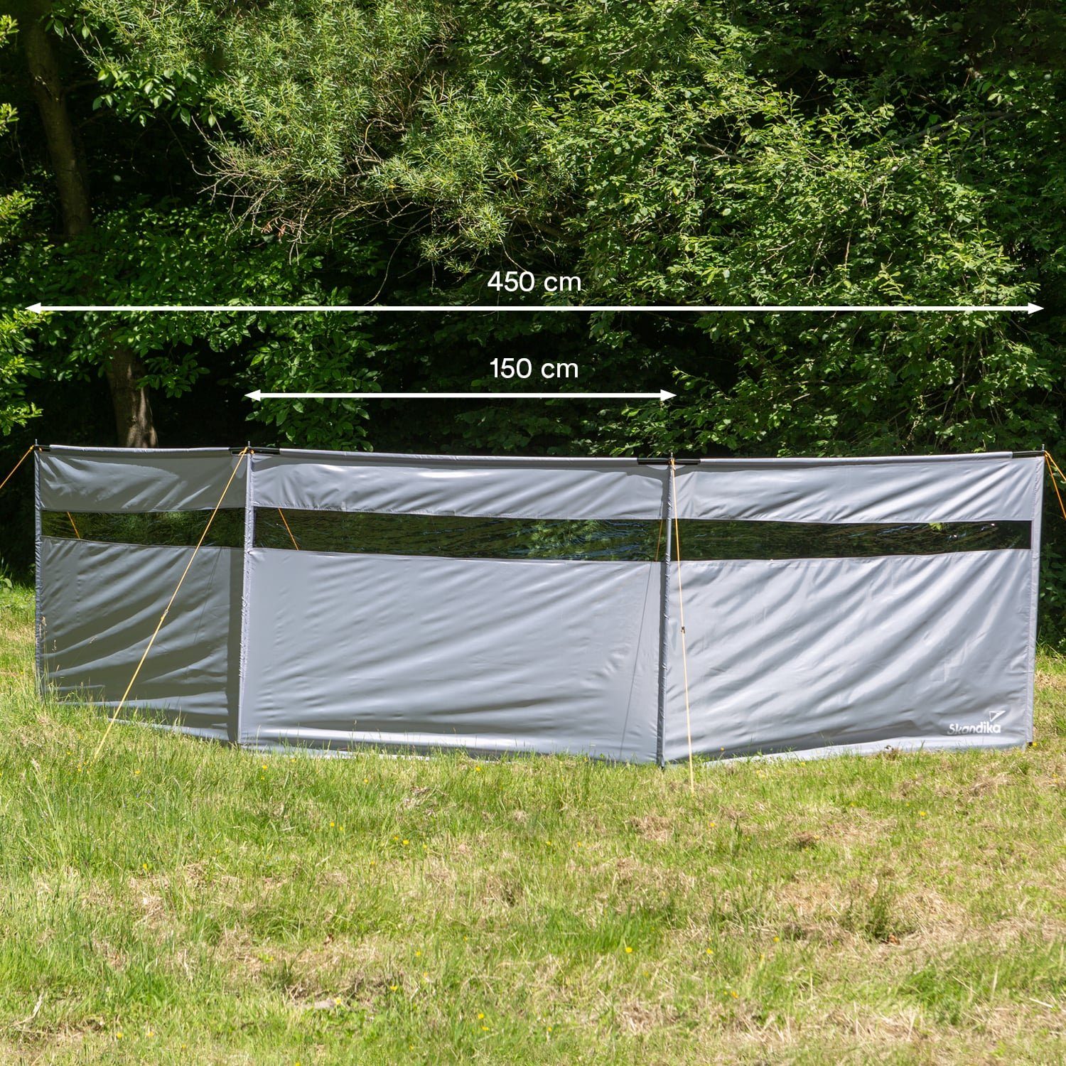 Skandika Windschutz Bora, Camping Sichtschutz mit Stangen, für Garten, Strand, Terrasse, stabil, sturmfest, ohne Bohren, Sonnenschutz, 4,5m Windfang Zaun