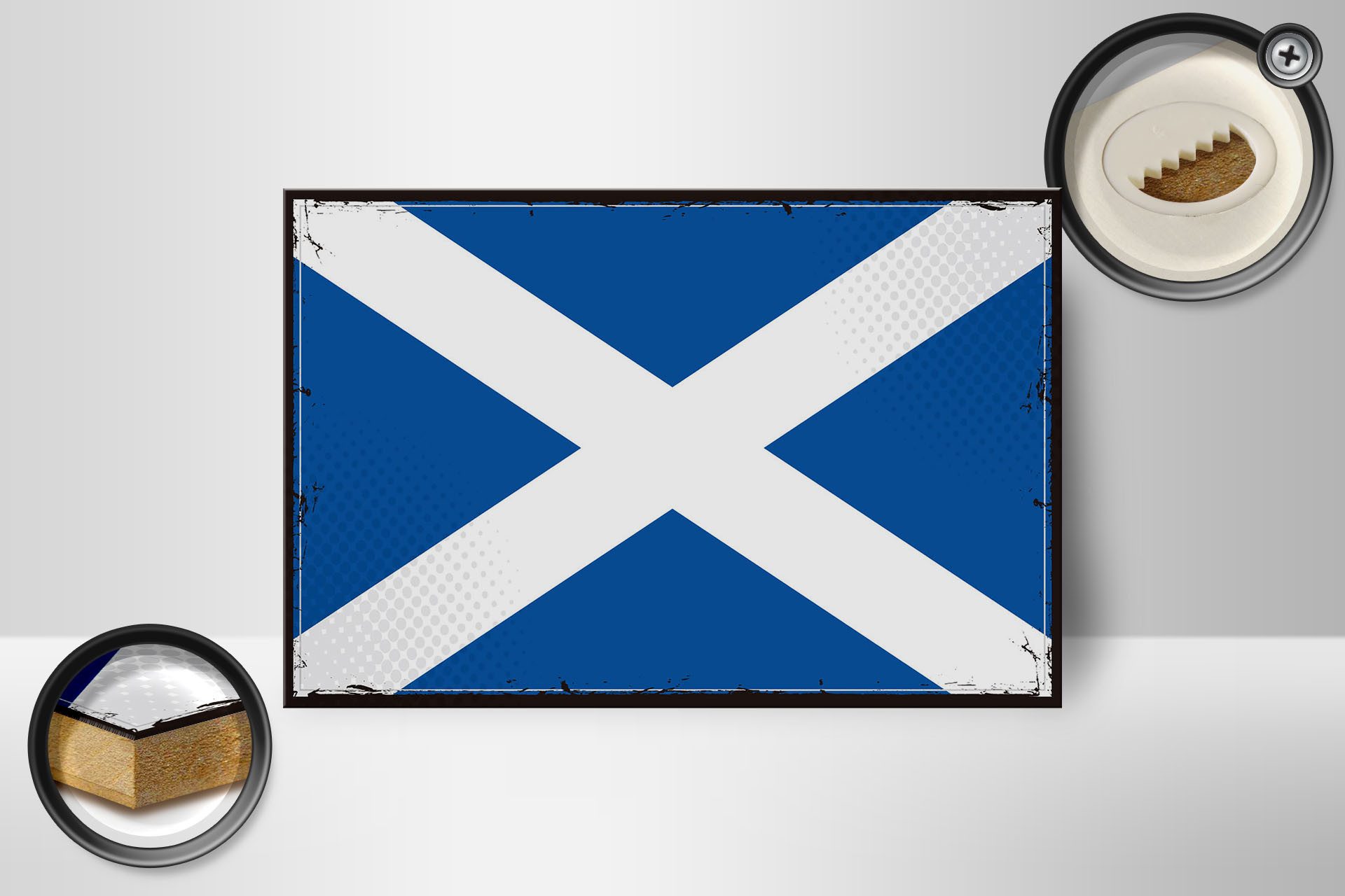 Femer GmbH Holzbild Flagge Schottlands 18x12 cm Retro Flag Scotland, Flaggen (1 St), Glatte Holzfaserplatte (MDF), vorn beschichtet
