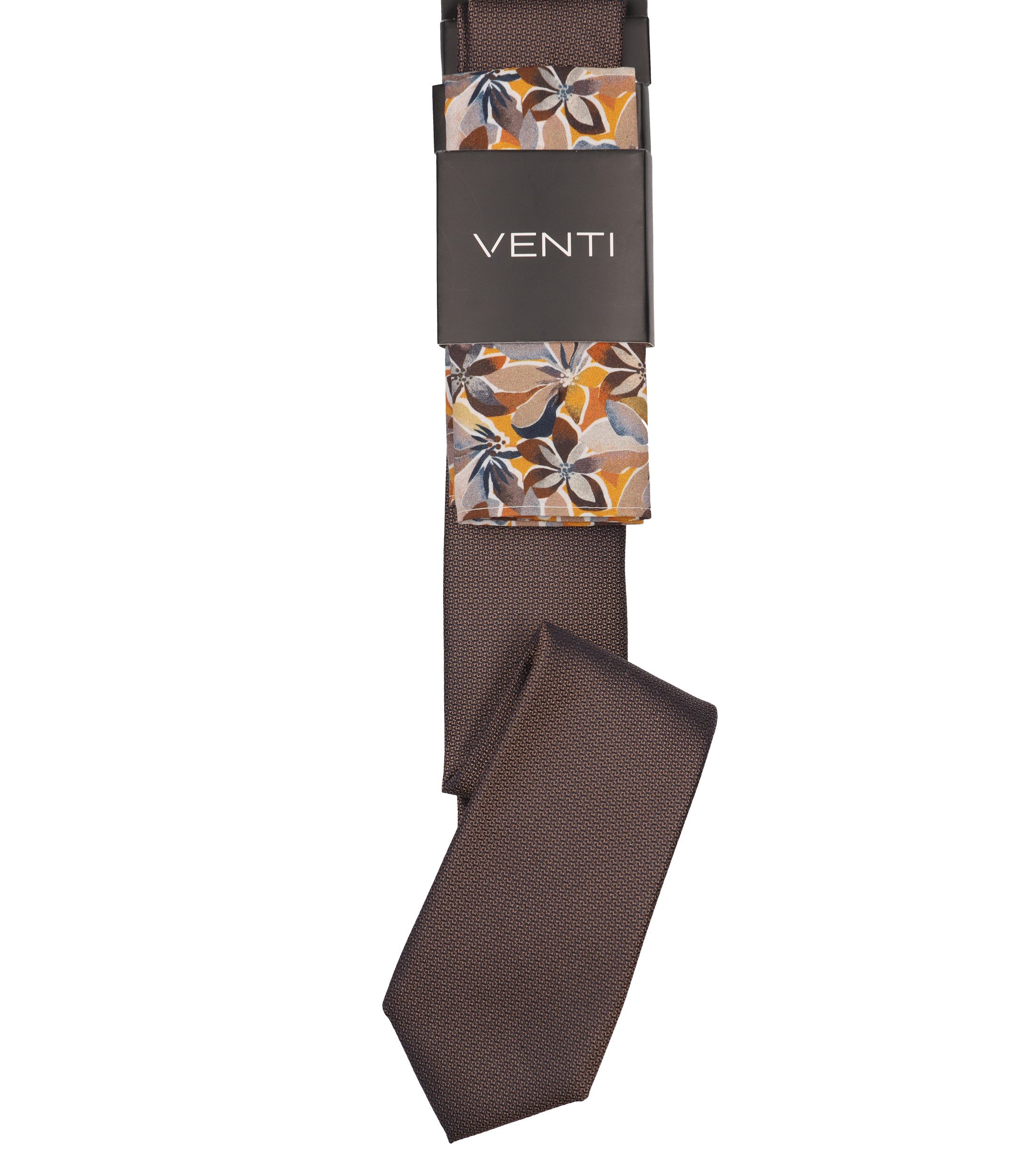 VENTI Krawatte VENTI Set aus Krawatte und Einstecktuch gemustert