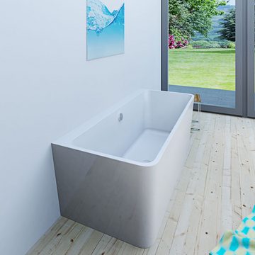 AcquaVapore Badewanne freistehende Badewanne Wanne Acryl F05 170x80cm ohne Armatur, mit Fußgestell und Ablaufarmatur