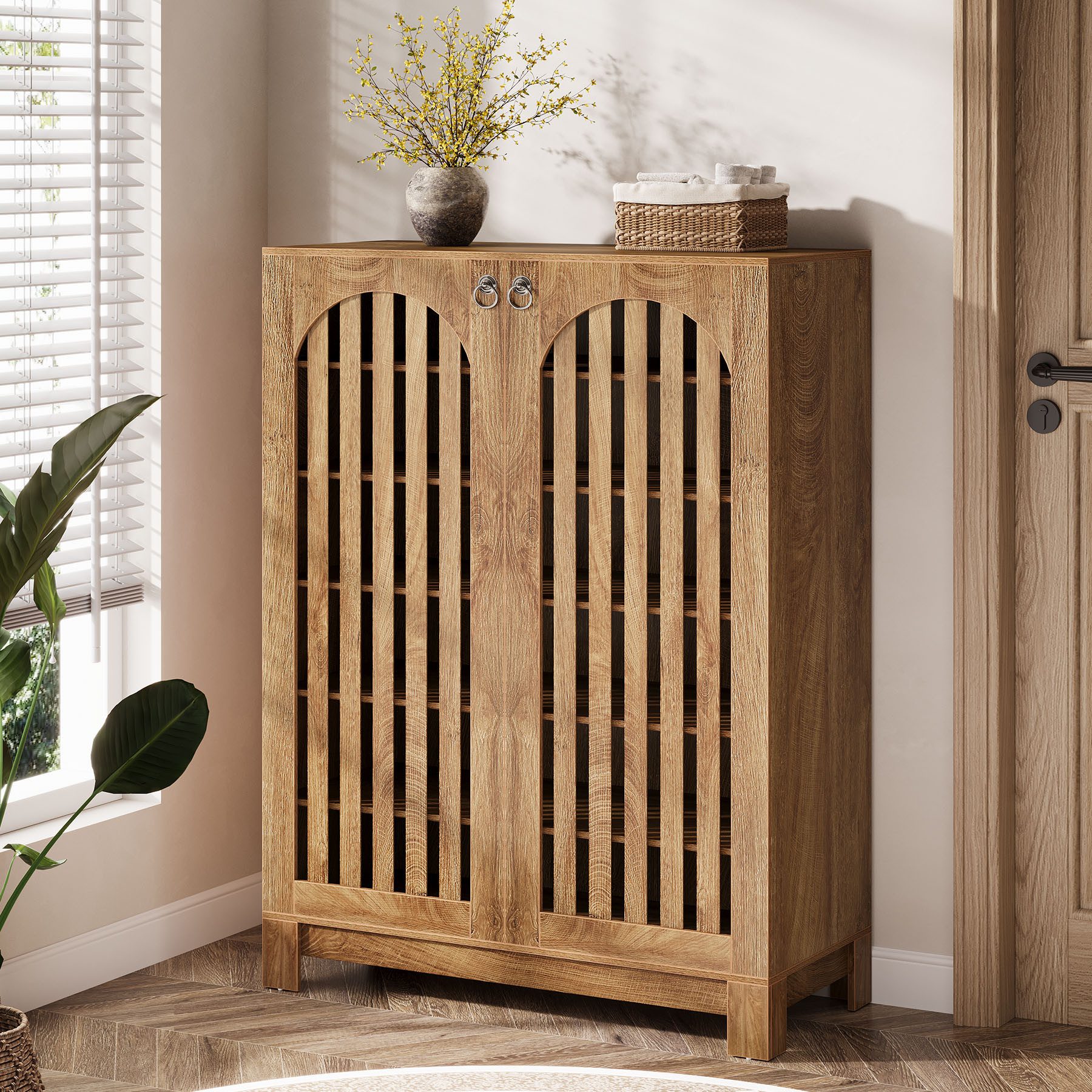 Tribesigns Schuhschrank 6-stöckiger Schuhschrank mit Lamellentüren, günstig online kaufen