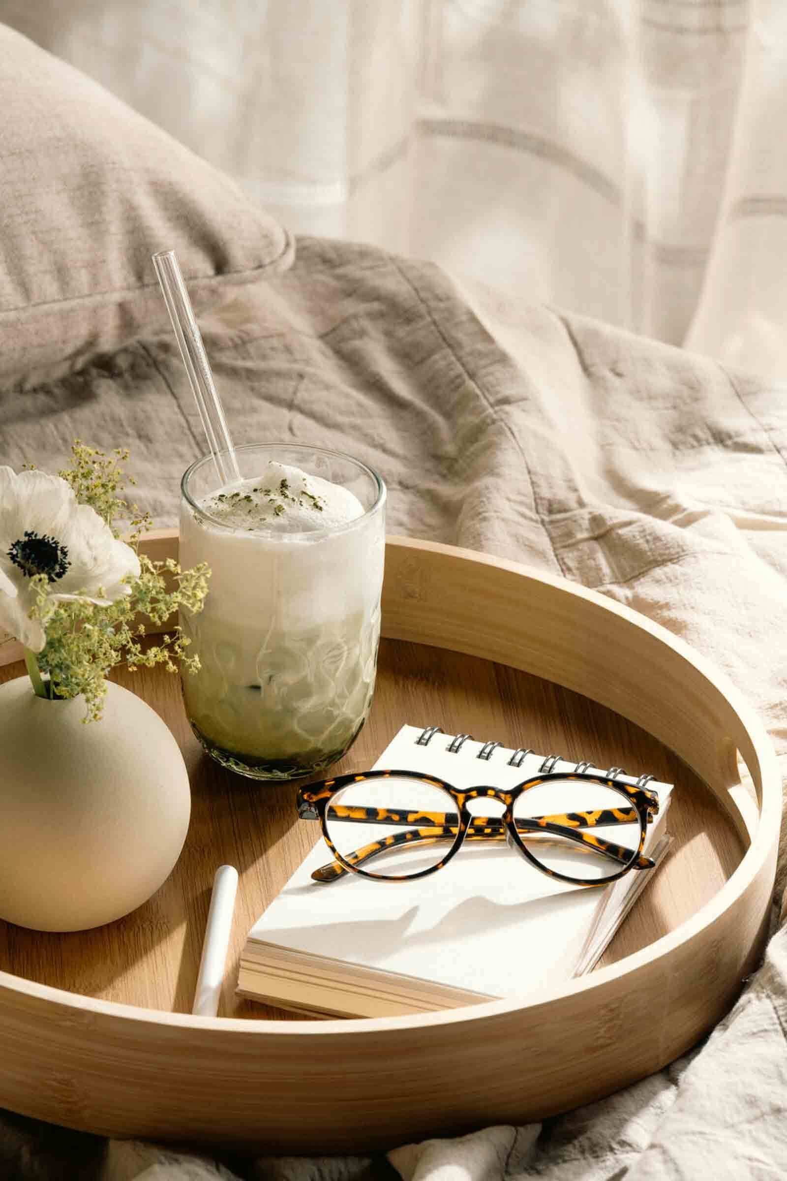 LEONARDO Latte-Macchiato-Glas Gocce Matcha Latte Gläser mit Glastrinkhalm (2), 12-tlg., Glas
