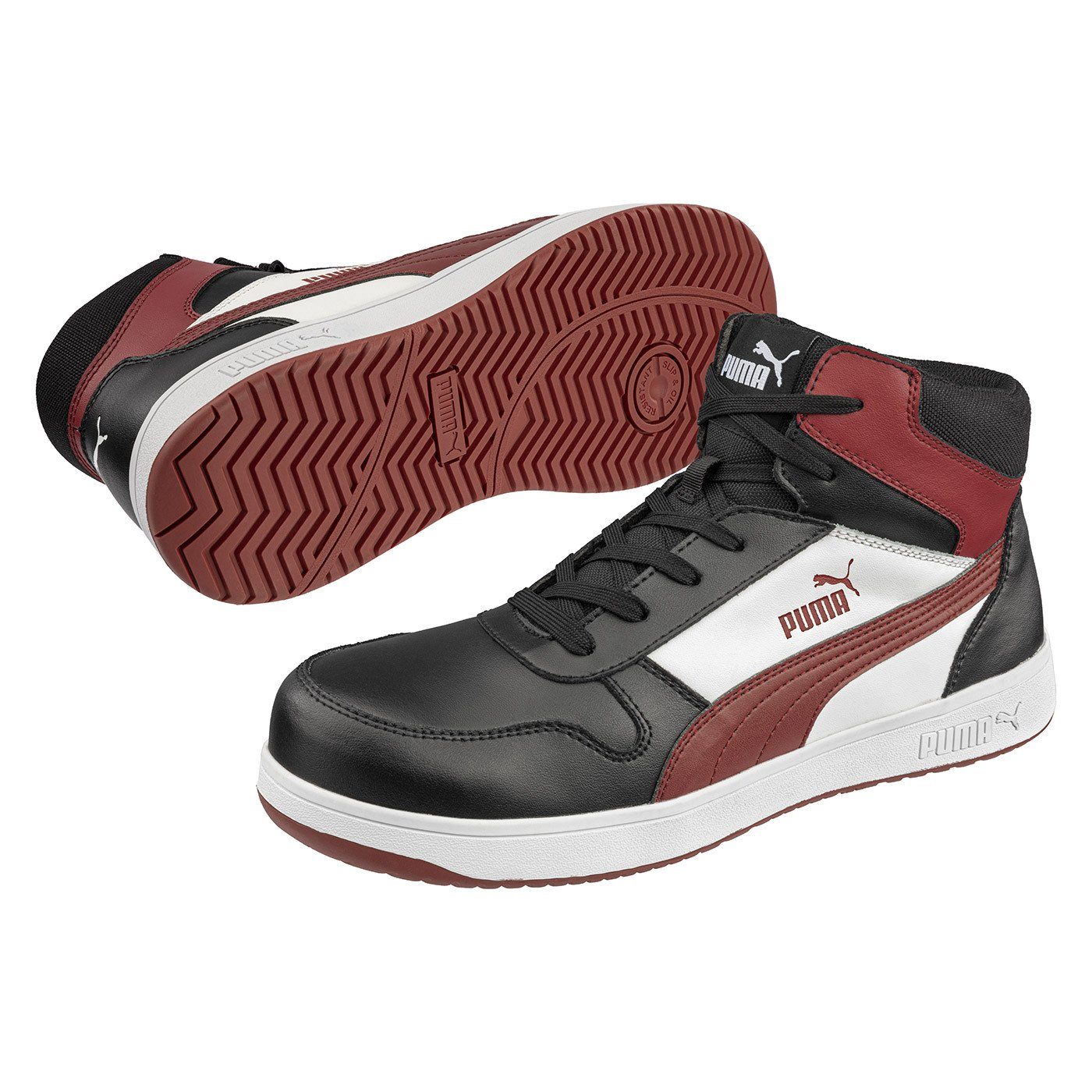 PUMA Safety Frontcourt Blk/Wht/Red Mid Sicherheitsschuh