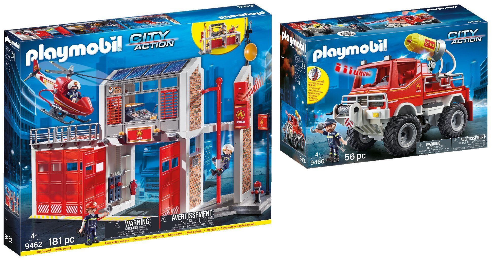Playmobil® Konstruktions-Spielset 2er Set: 9462 Große Feuerwache + 9466  Feuerwehr-Tr