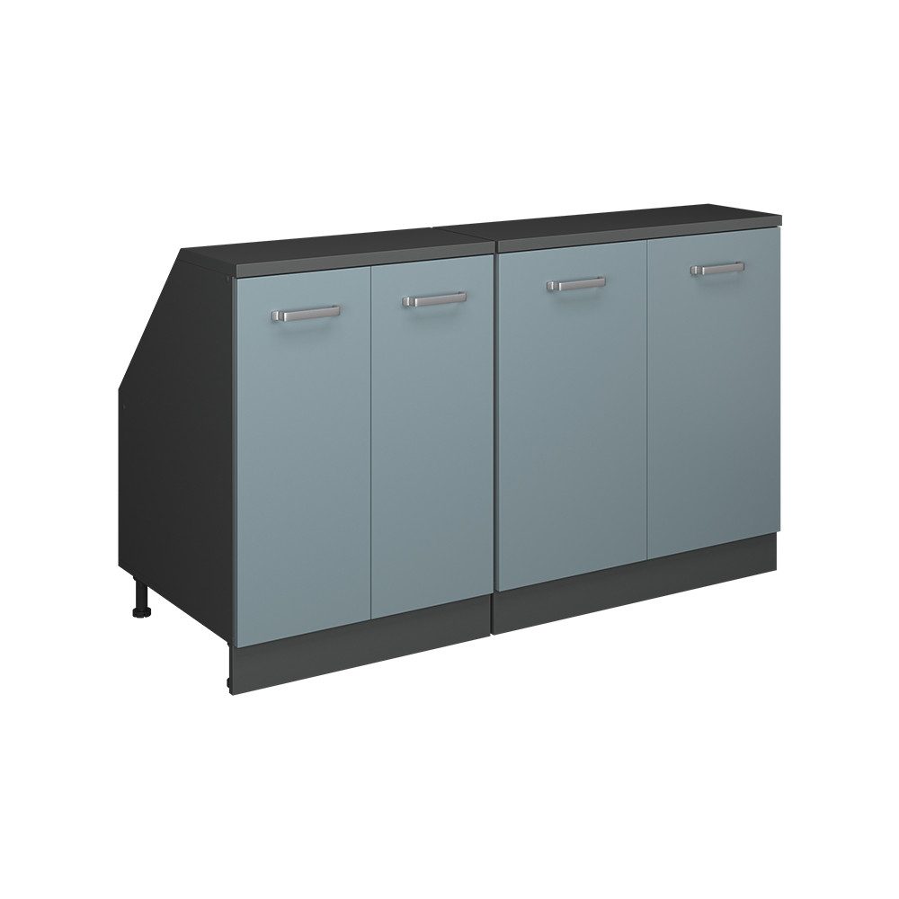 Vicco Kommode Rion, Blau-Grau/Anthrazit, 140 cm 2er Set Schrankkorpuss 60 cm Tiefe (2 St)