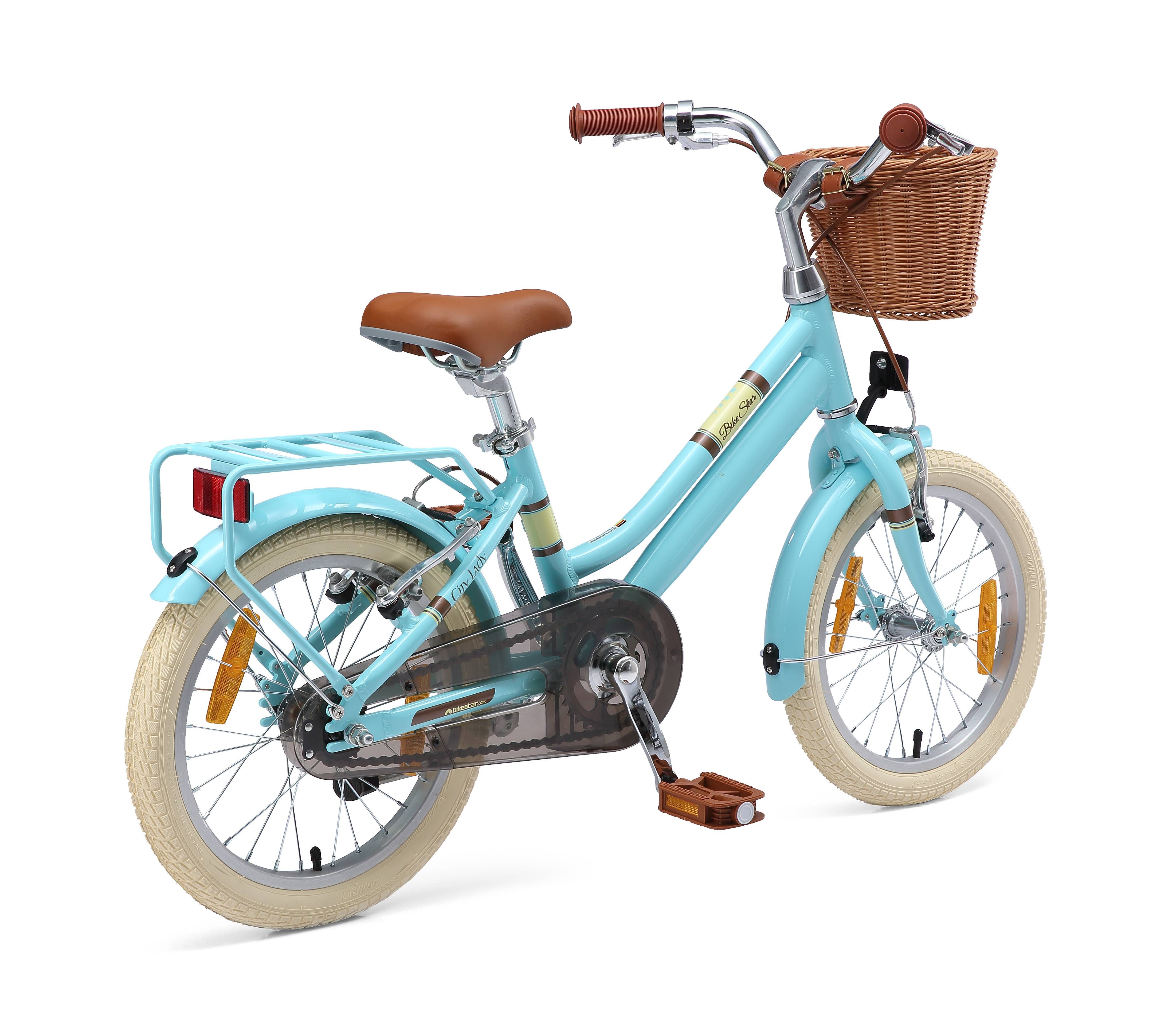 Bikestar Kinderfahrrad Cityrad 16 Zoll Aluminium ab 4 Jahre, 1 Gang, Korb, Gepäckträger, leichtes Treten, ergonomischer Rahmen