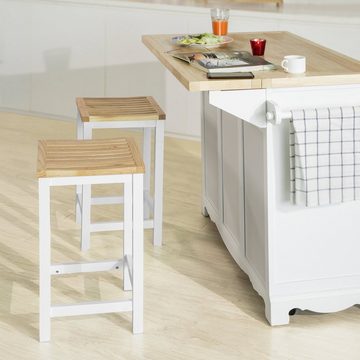 SoBuy Küchenstuhl FST29-WNx2 (2 St), 2er Set Stuhl Holzstuhl Essstuhl Hocker zum Küchenwagen