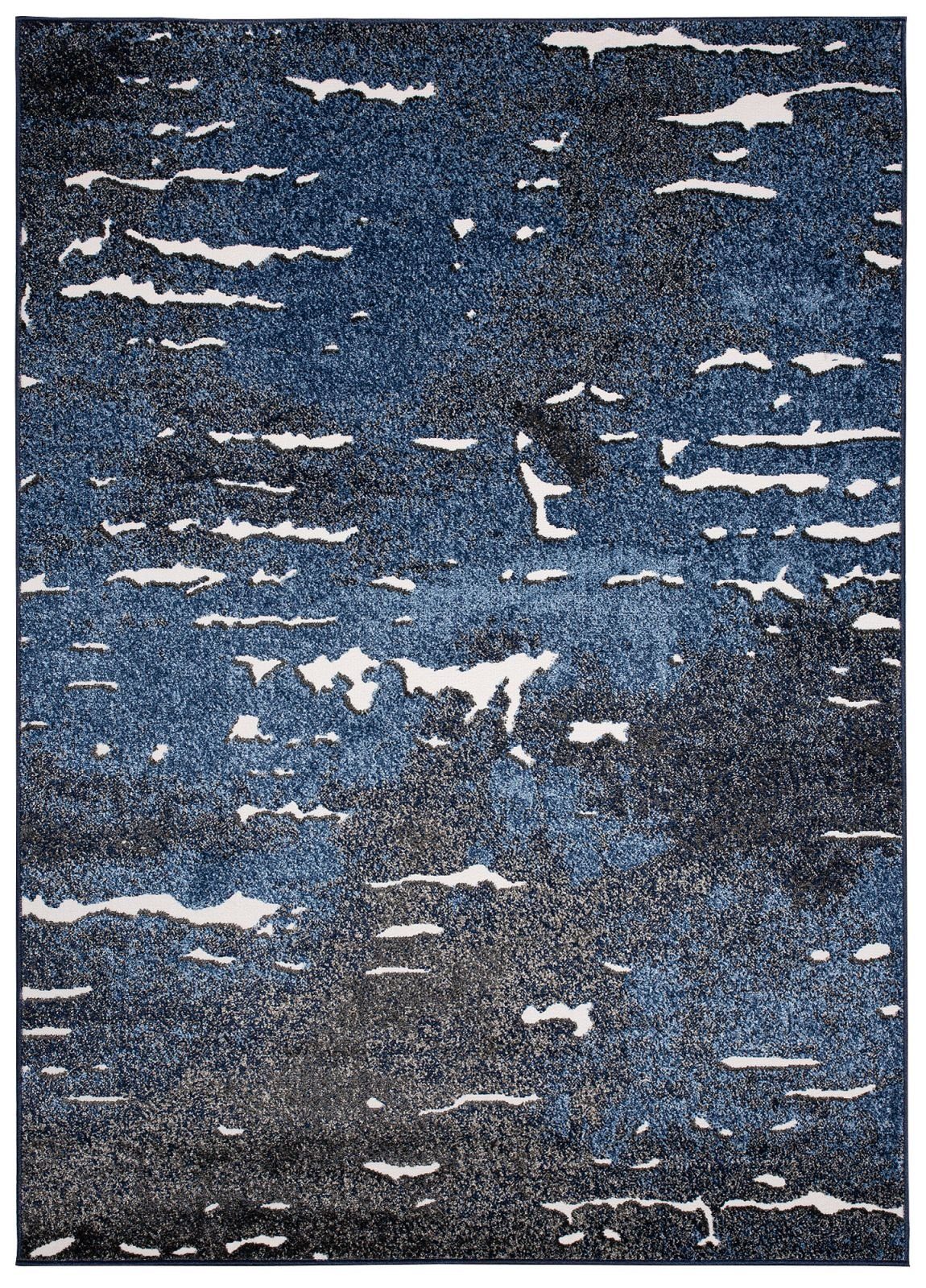 Mazovia Designteppich Modern Teppich für Wohnzimmer - Abstrakt - Blau Marineblau, 80 x 150 cm, Abstrakt, Modern, Höhe 11 mm, Kurzflor - niedrige Florhöhe, Weich