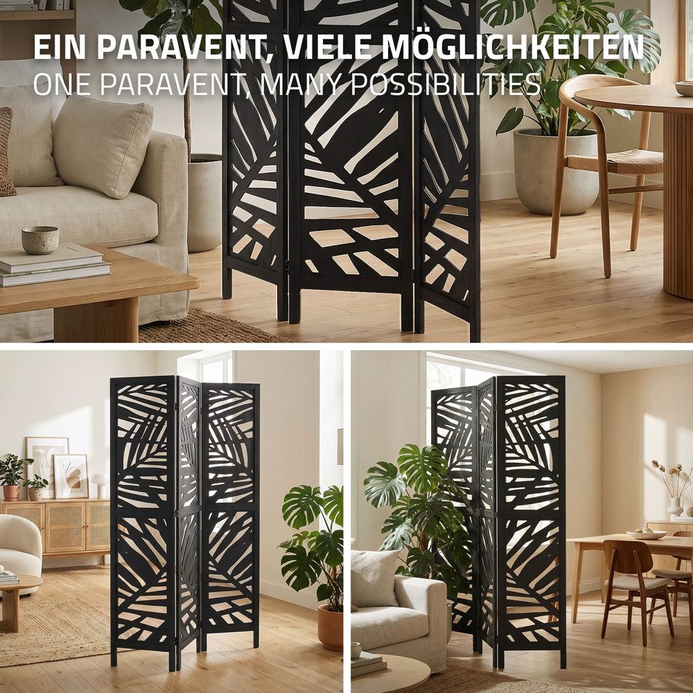 ML-DESIGN Paravent Raumteiler Faltbarer Sichtschutz Indoor Stellwand Sichtschutzwand, Raumtrenner 3-teilig Schwarz 170x121 cm aus Holz freistehend Trennwand – Bild 5 von 5