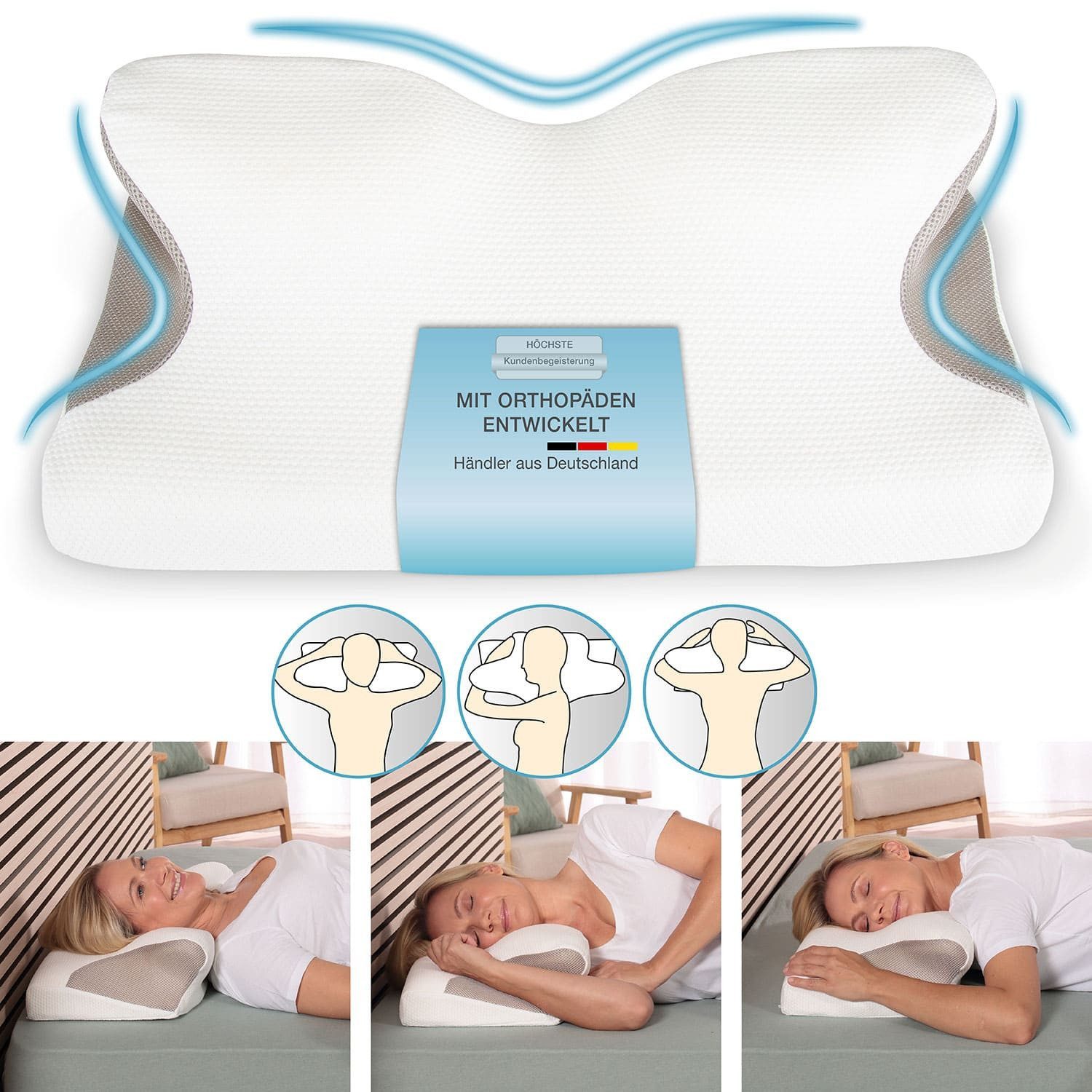 ELONEO Kissenbezug für Nackenstützkissen 60x32cm, (1 Stück), innovative Arm günstig online kaufen