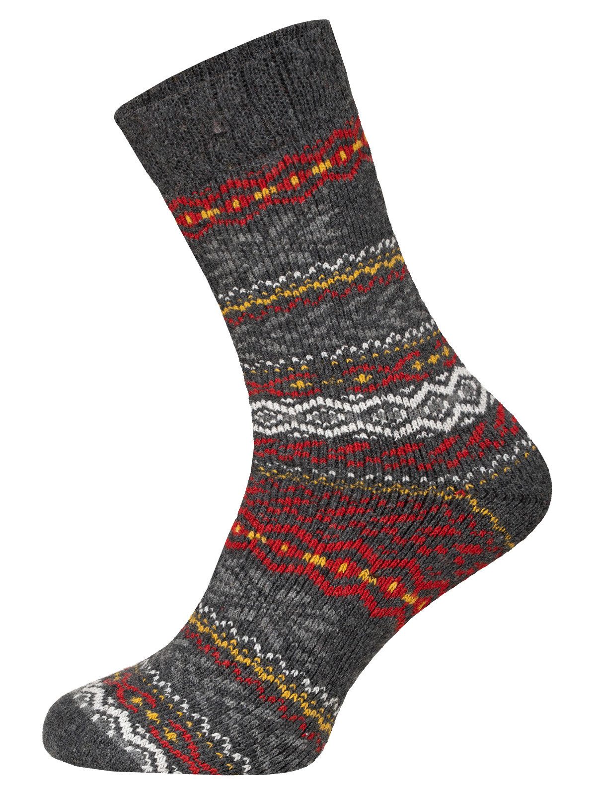 HomeOfSocks Norwegersocken 2 Paar Norweger Wollsocken, Dicke, Hygge, 45% (2-Paar) mit Norwegermuster, aus Wolle, druckarmer Gummibund