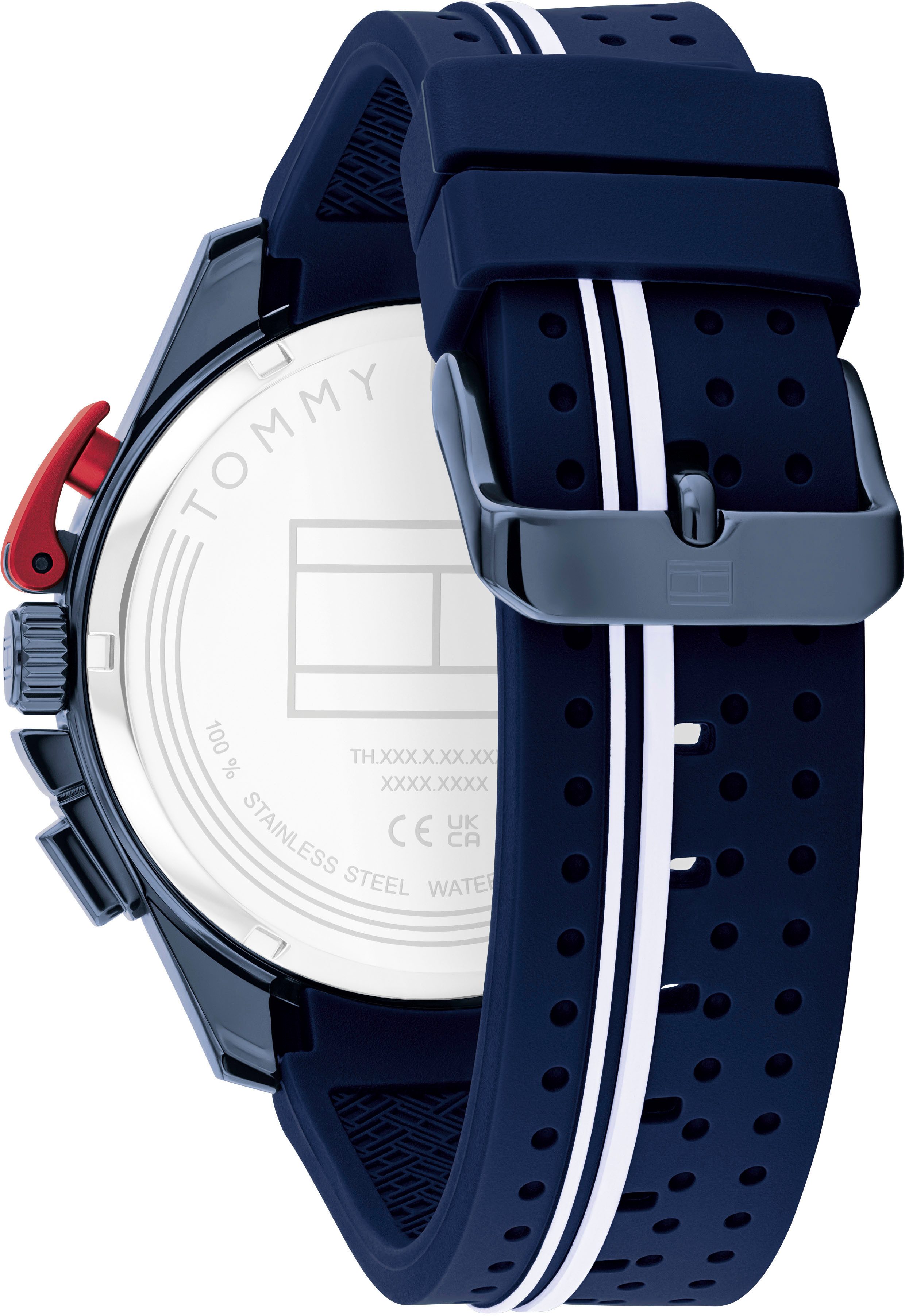 Tommy Hilfiger Chronograph BANK 1792169, Quarzuhr, Armbanduhr, Herrenuhr, Silikonarmband, analog, Stoppfunktion
