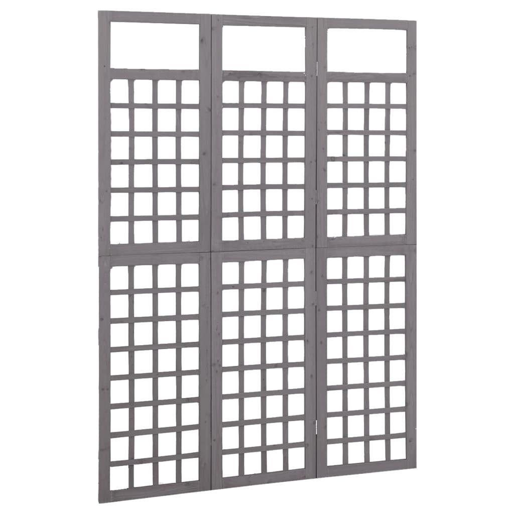 furnicato Paravent Spalier/3-teilig Massivholz Tanne Grau 121x180 cm (1 St)