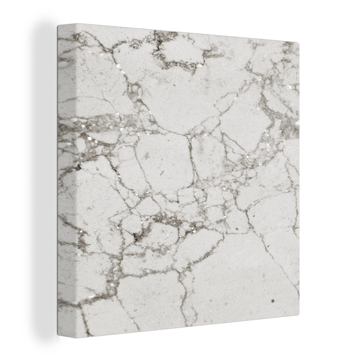 OneMillionCanvasses® Leinwandbild Marmor - Silber - Glitter, (1 St), Leinwand Bilder für Wohnzimmer Schlafzimmer bunt