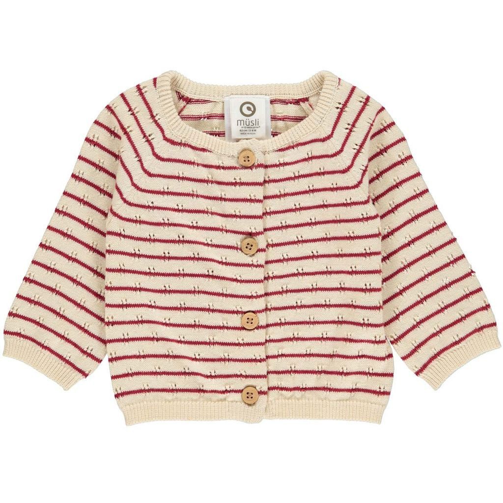 Müsli by GREEN COTTON Strickjacke Strickjacke rot/beige