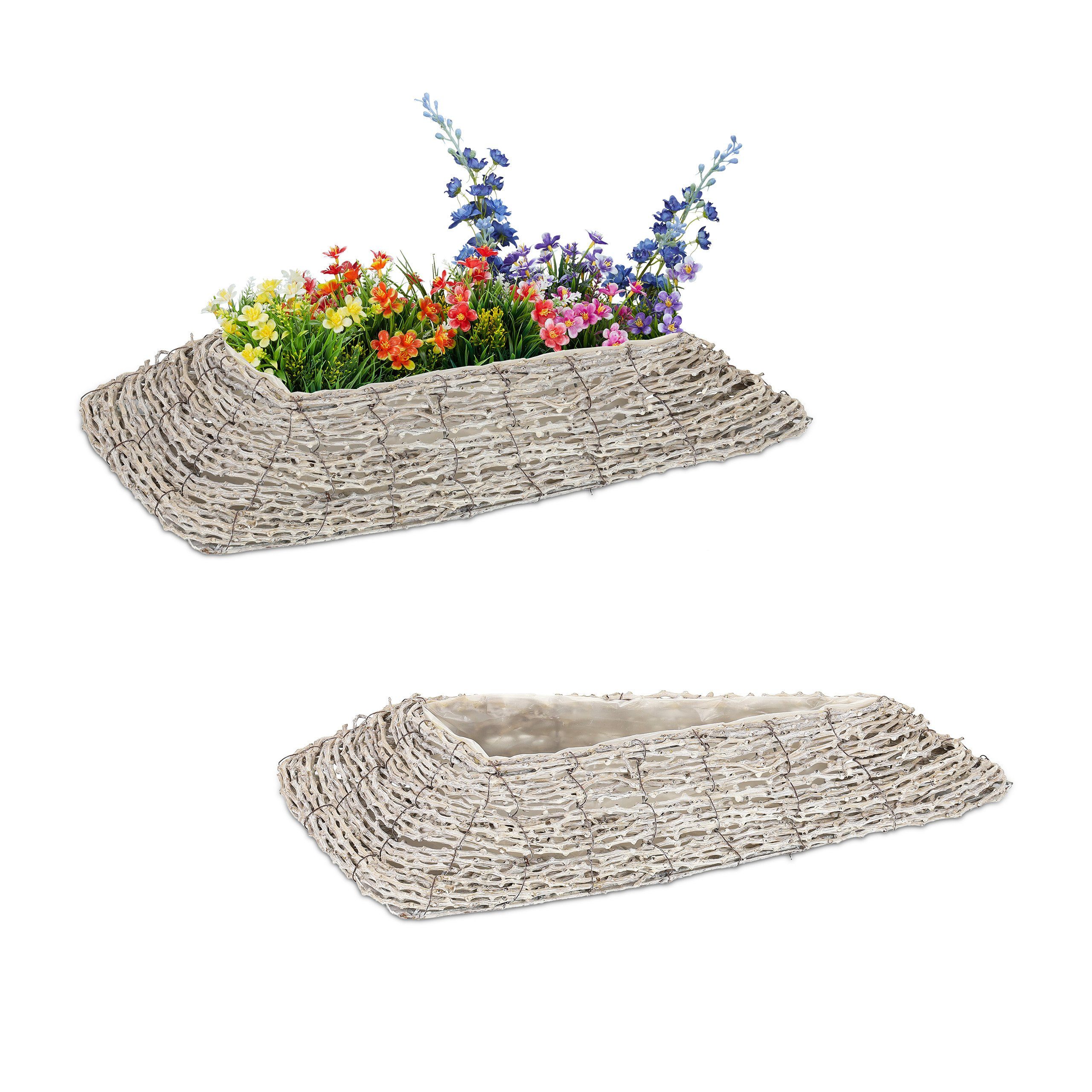 relaxdays Blumentopf 2er im Dreieckiger Blumentopf Set