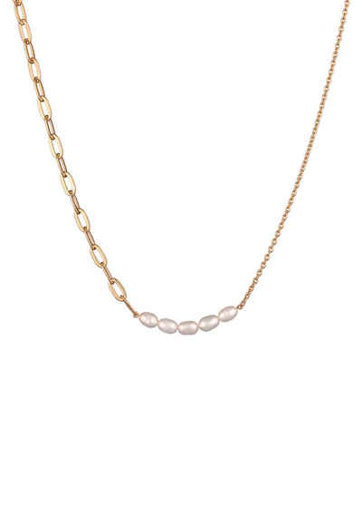 Elli Premium Perlenkette Süßwasserperlen Modisch 925 Silber vergoldet