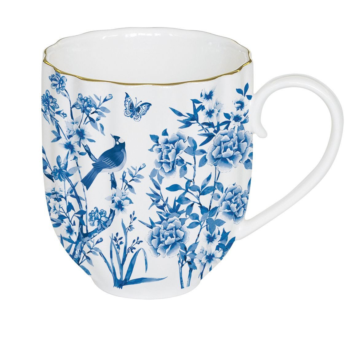 EasyLife Tasse Paradise Garden, Porzellan, Handwäsche Empfohlen, Mehrfarbig, Blumen und Vogel, H: 10cm