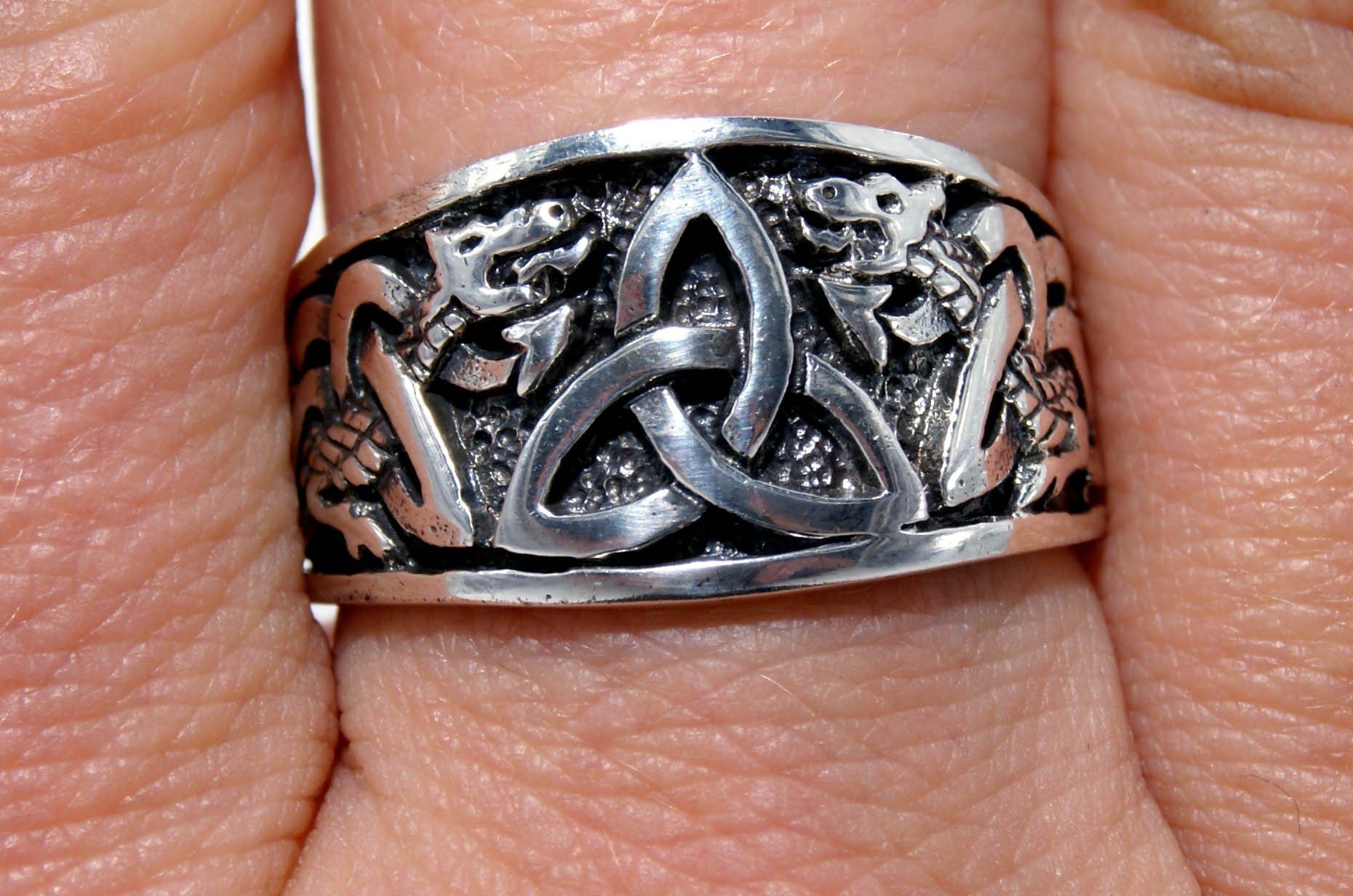 Kiss Schlange Trinity of 52-74 Ring Gr. Silberring Fingerring Knoten Leather Triqueta
