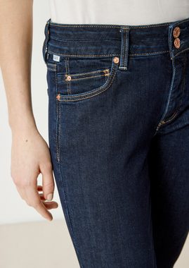 QS Stoffhose Jeans Sadie / Skinny Fit / Mid Rise / Skinny Leg Leder-Patch