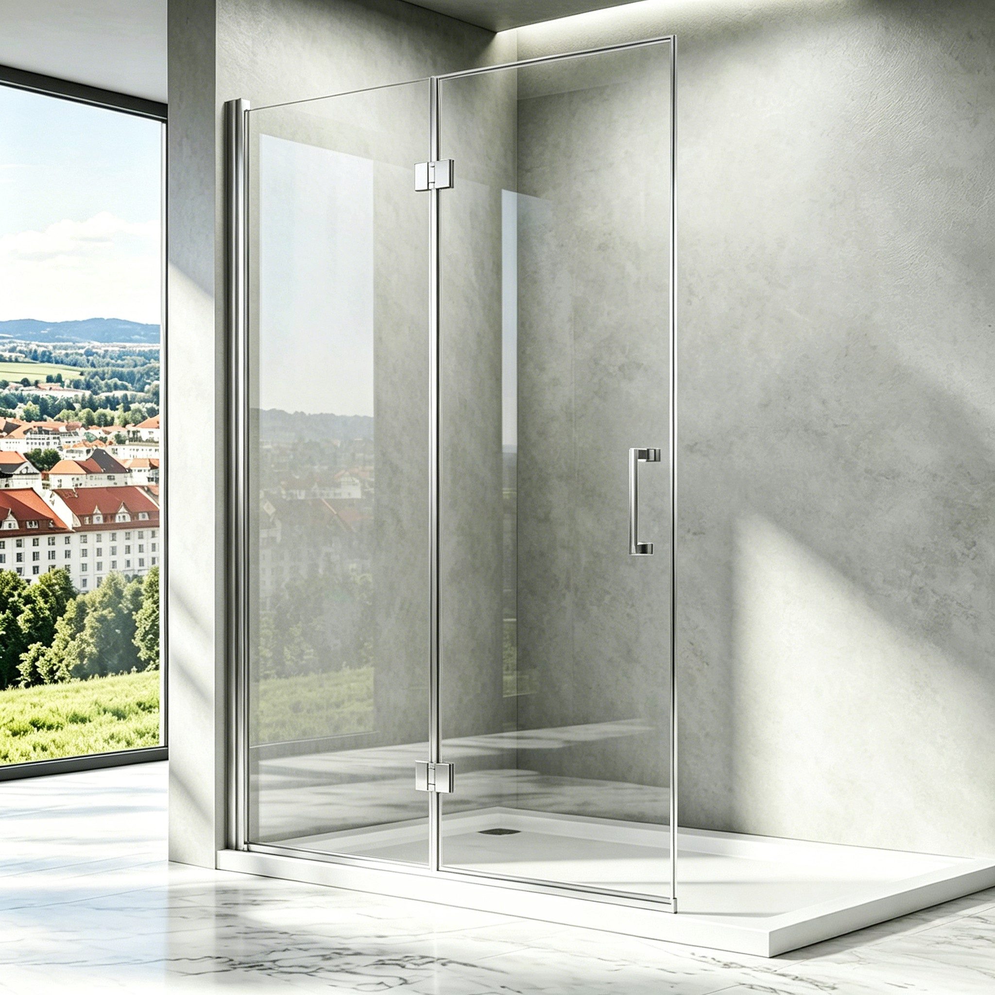 Boromal Walk-in-Dusche faltbar Walk In Dusche Duschwand Duschabtrennung für dusche mit Nano, Einscheibensicherheitsglas, (Falttür Faltwand, B:65,7-116,7 H:195cm), Rechts-und Links montierbar