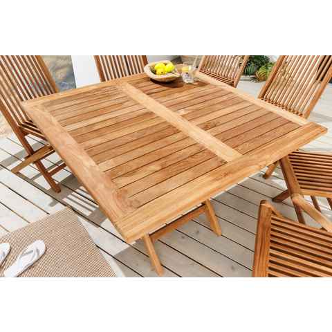 riess-ambiente Gartentisch EMPIRE TEAK 100cm natur (Einzelartikel, 1-St), Massivholz · Balkonmöbel · klappbar · eckig · Teakholz · Outdoor