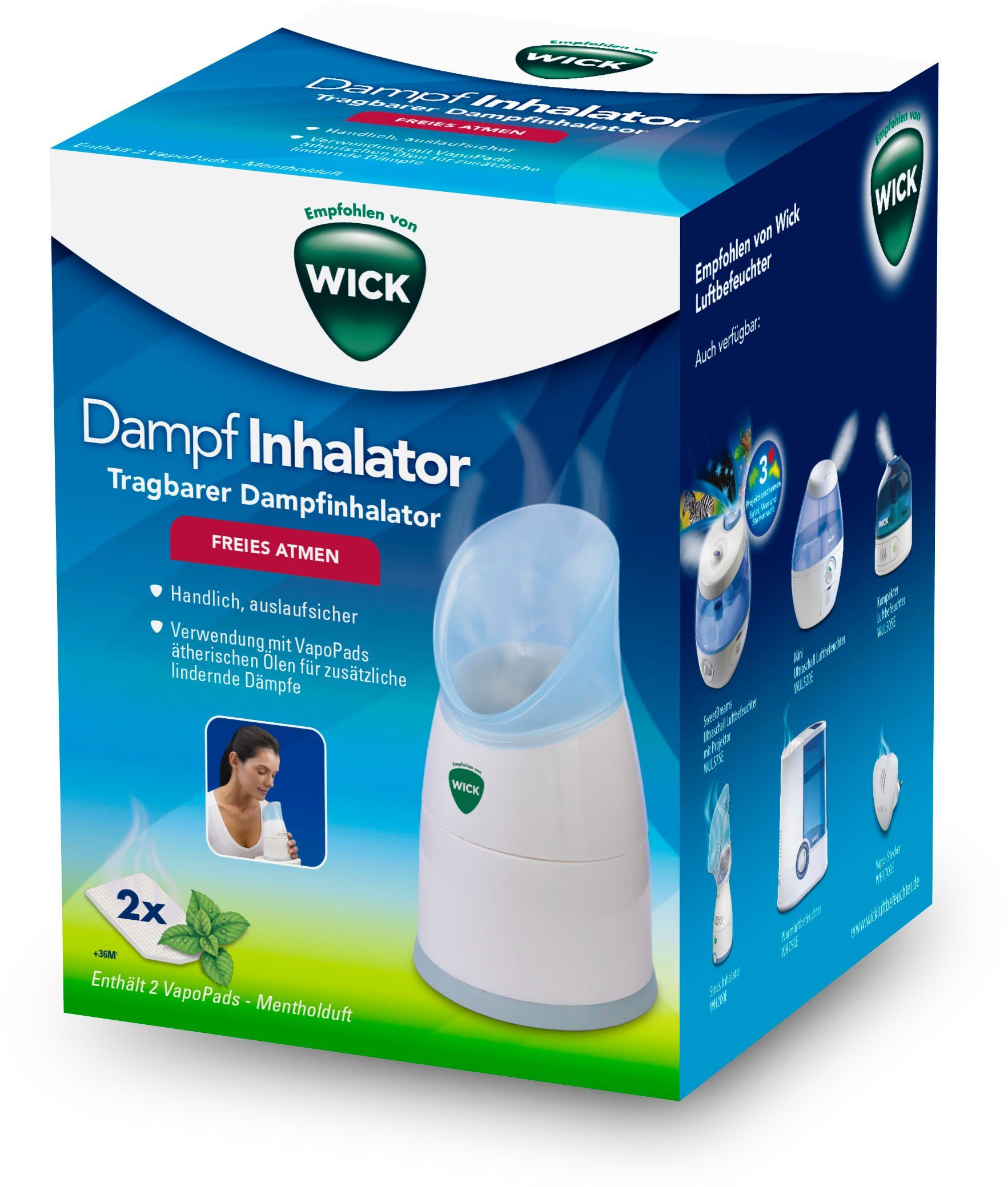 WICK Inhalator W1300V1, kompakt und leicht zu bedienen, unterstützt der Inhalator freies Atmen