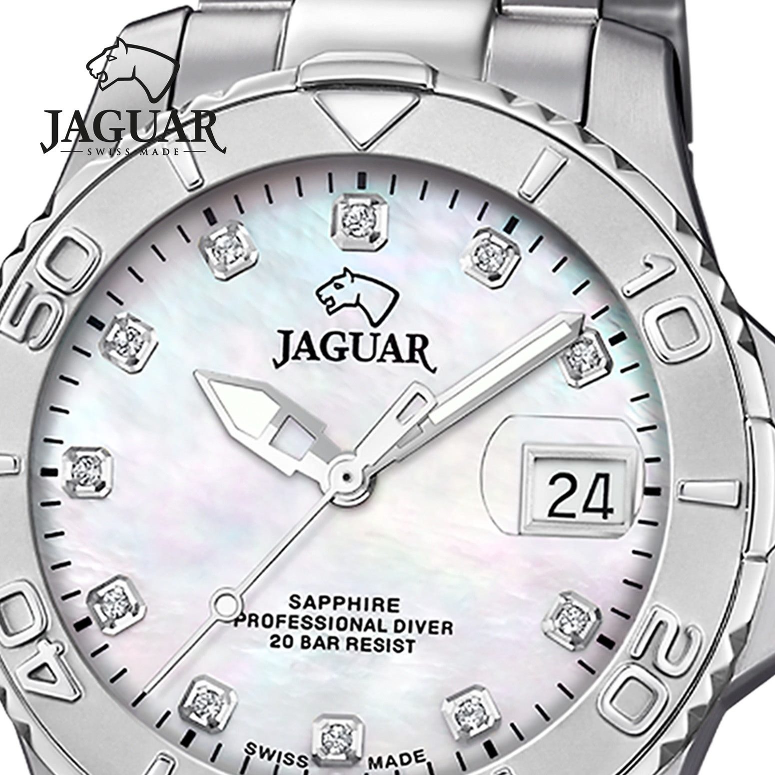 JAGUAR Quarzuhr Jaguar Herrenuhr Edelstahl silber Jaguar, (Analoguhr), Herren Armbanduhr rund, Edelstahlarmband silber