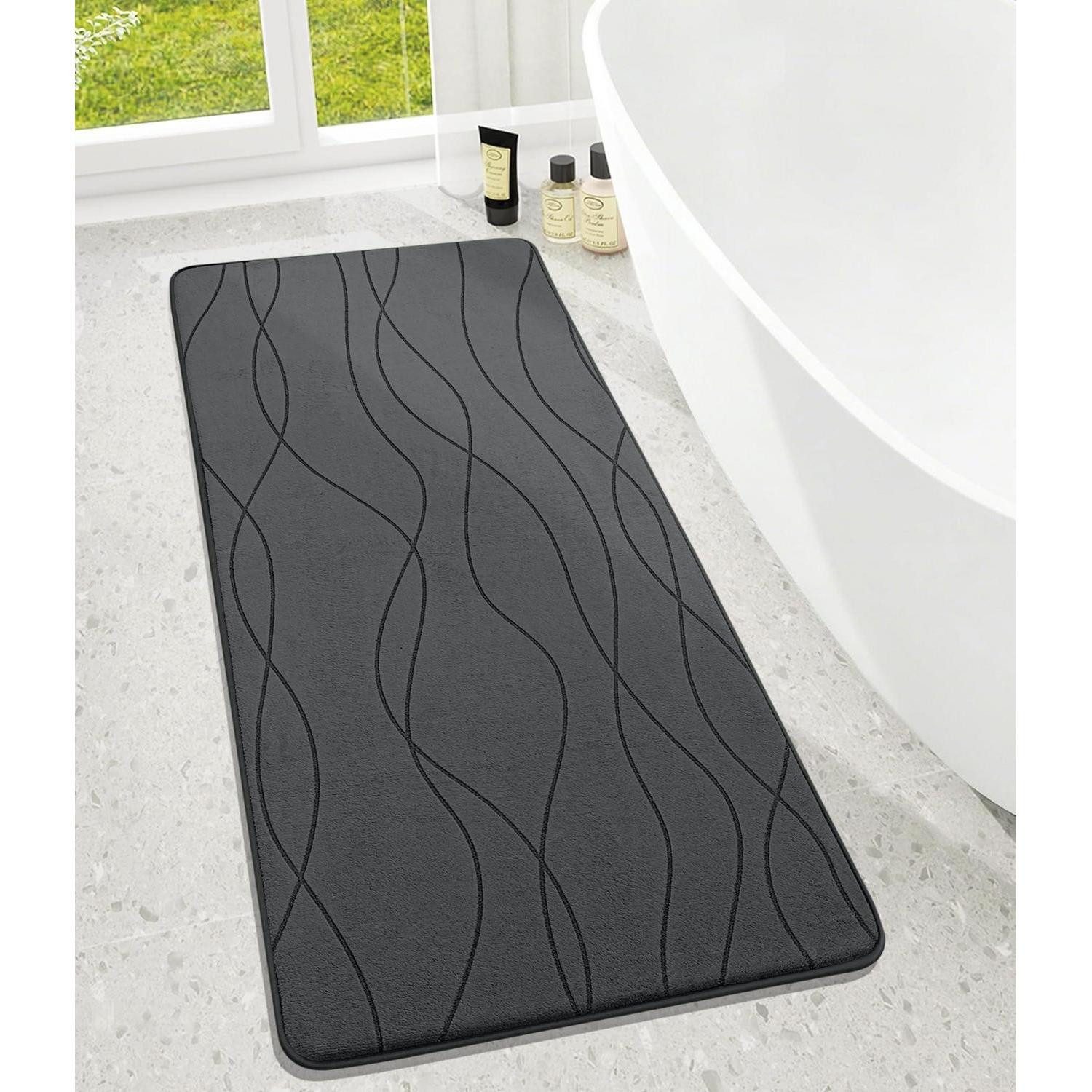 LuxusKollektion Schaum-Badematte Badezimmerteppich Memoryschaum Dunkelgrau 60x150cm