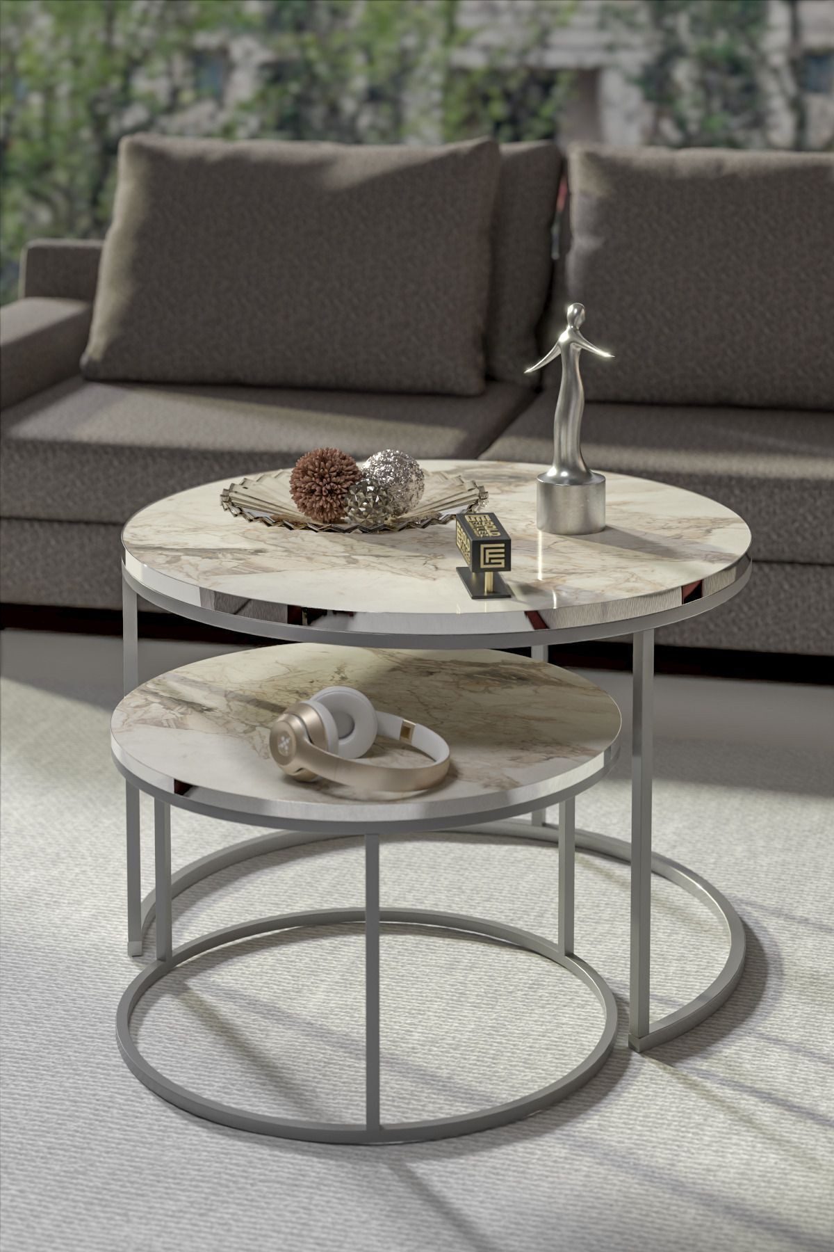 en.casa Couchtisch (2-St), 2-teilig, rund, weiß günstig online kaufen