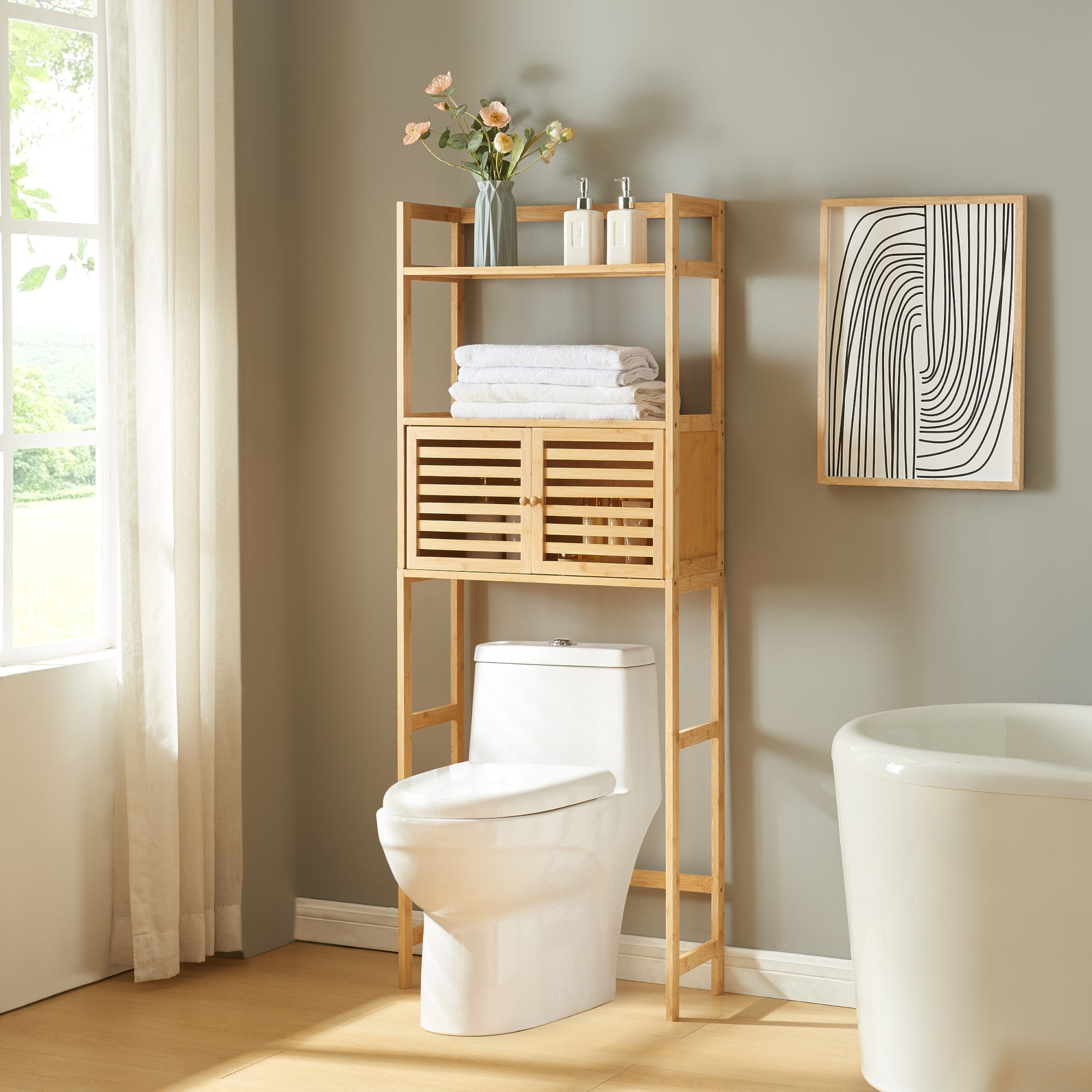 en.casa Badregal, Toilettenregal »Haugesund« mit Schrank günstig online kaufen