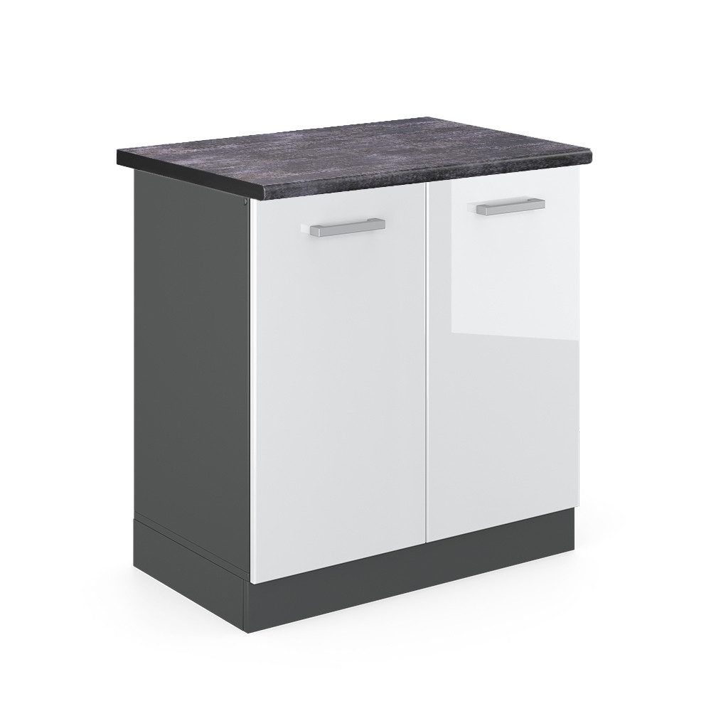 Vicco Spülenunterschrank R-Line Weiß Hochglanz/Anthrazit 80 cm AP Anthrazit günstig online kaufen