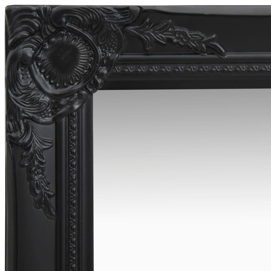 furnicato Wandspiegel Barock 40x40 cm Schwarz mit Massivholz Rahmen (1-St), Antik-Spiegel mit abgeschrägter Kante und Haken für Ankleidezimmer