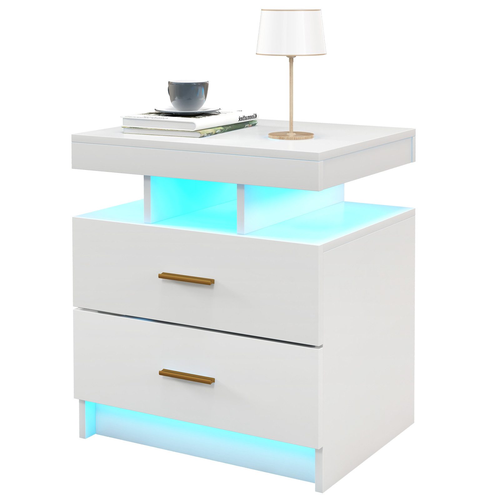 KOMFOTTEU Nachttisch, mit LED-Beleuchtung, 50 x 40 x 58 cm günstig online kaufen