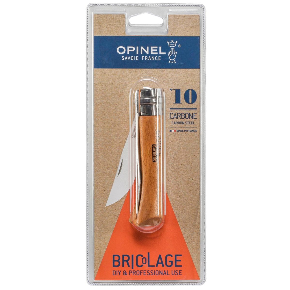 Opinel Universalmesser Taschenmesser No. 10 Carbonklinge mit Holzgriff