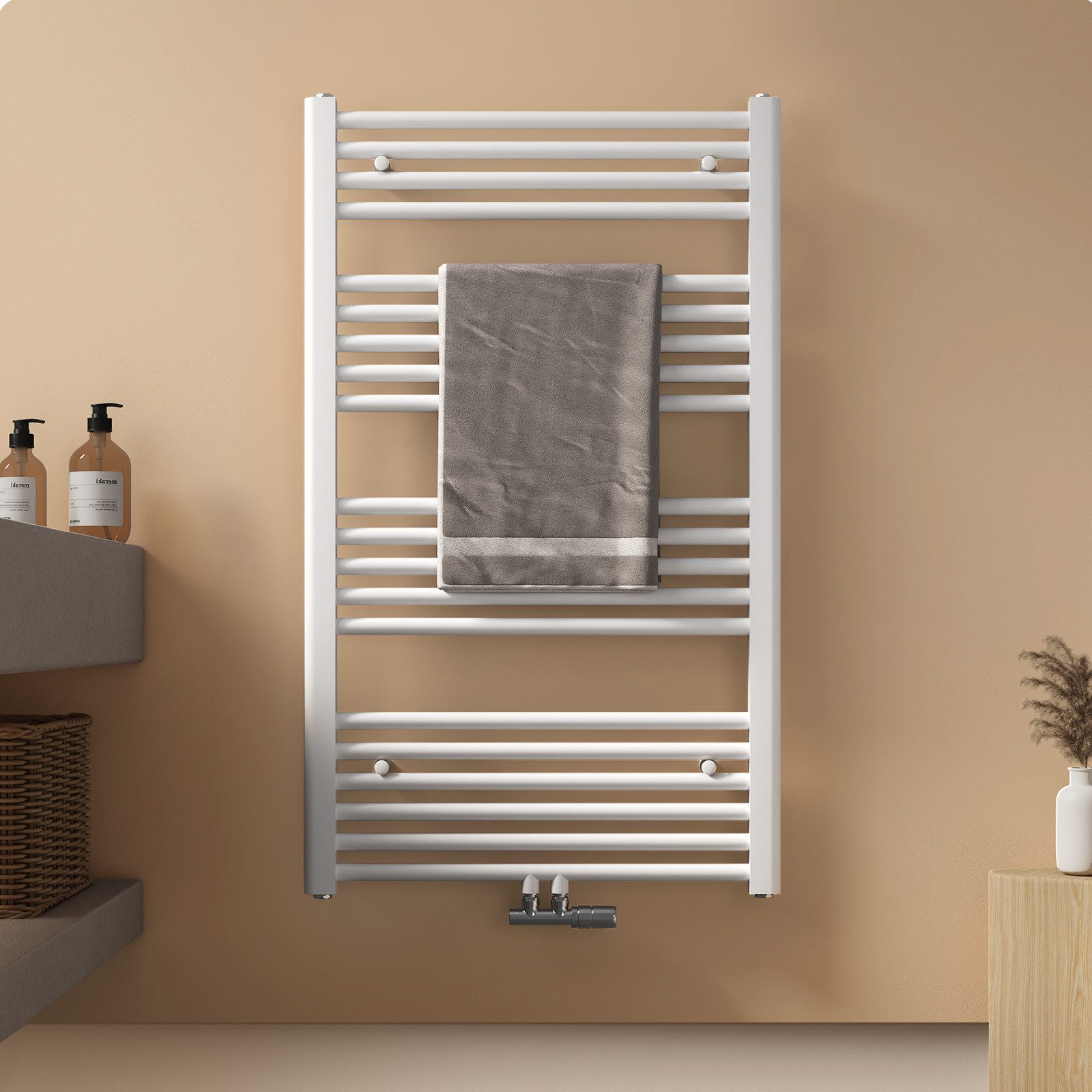 EMKE Badheizkörper Handtuchtrockner Handtuchwärmer Mittelanschluss, Weiß Ba günstig online kaufen