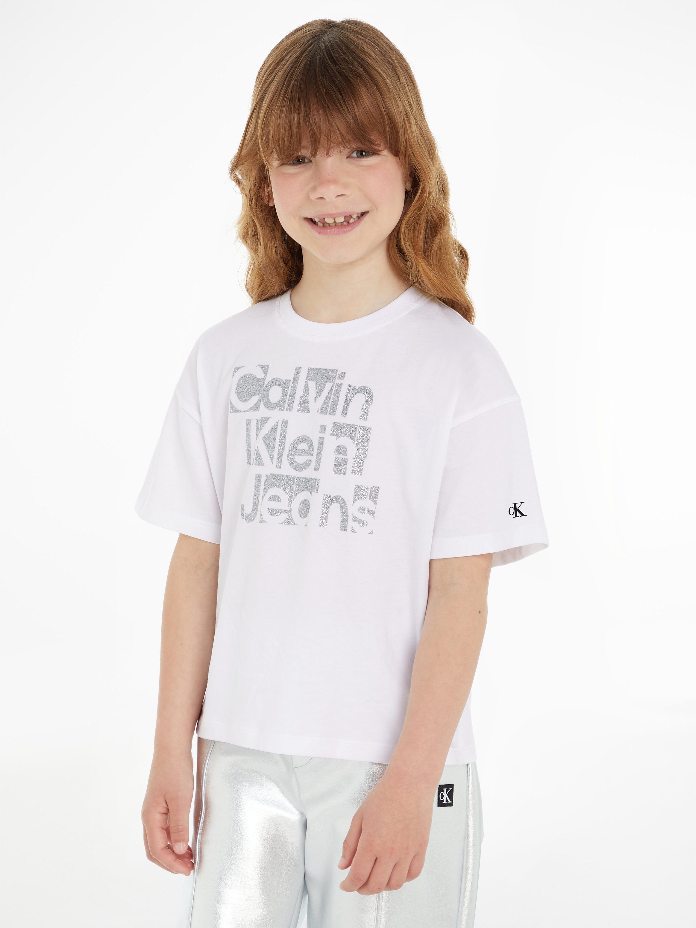 Calvin Klein Jeans T-Shirt METALLIC CKJ BOXY T-SHIRT mit Logodruck Bright White