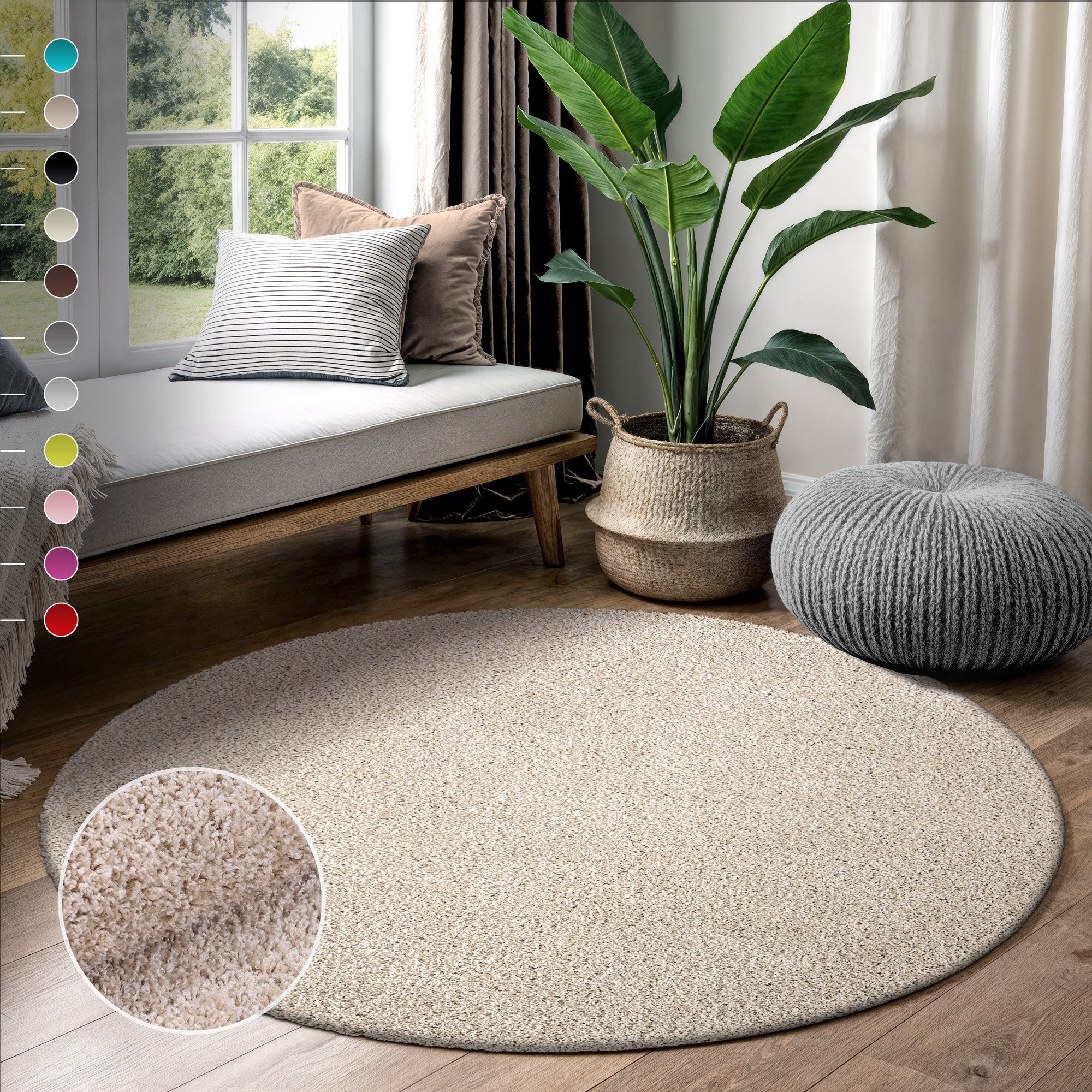 Sanat Hochflor-Teppich LOCA, auch als Läufer und in Rund, rund, Höhe: 30 mm, Wohnzimmer, Langflor, Shaggy, Schlafzimmer