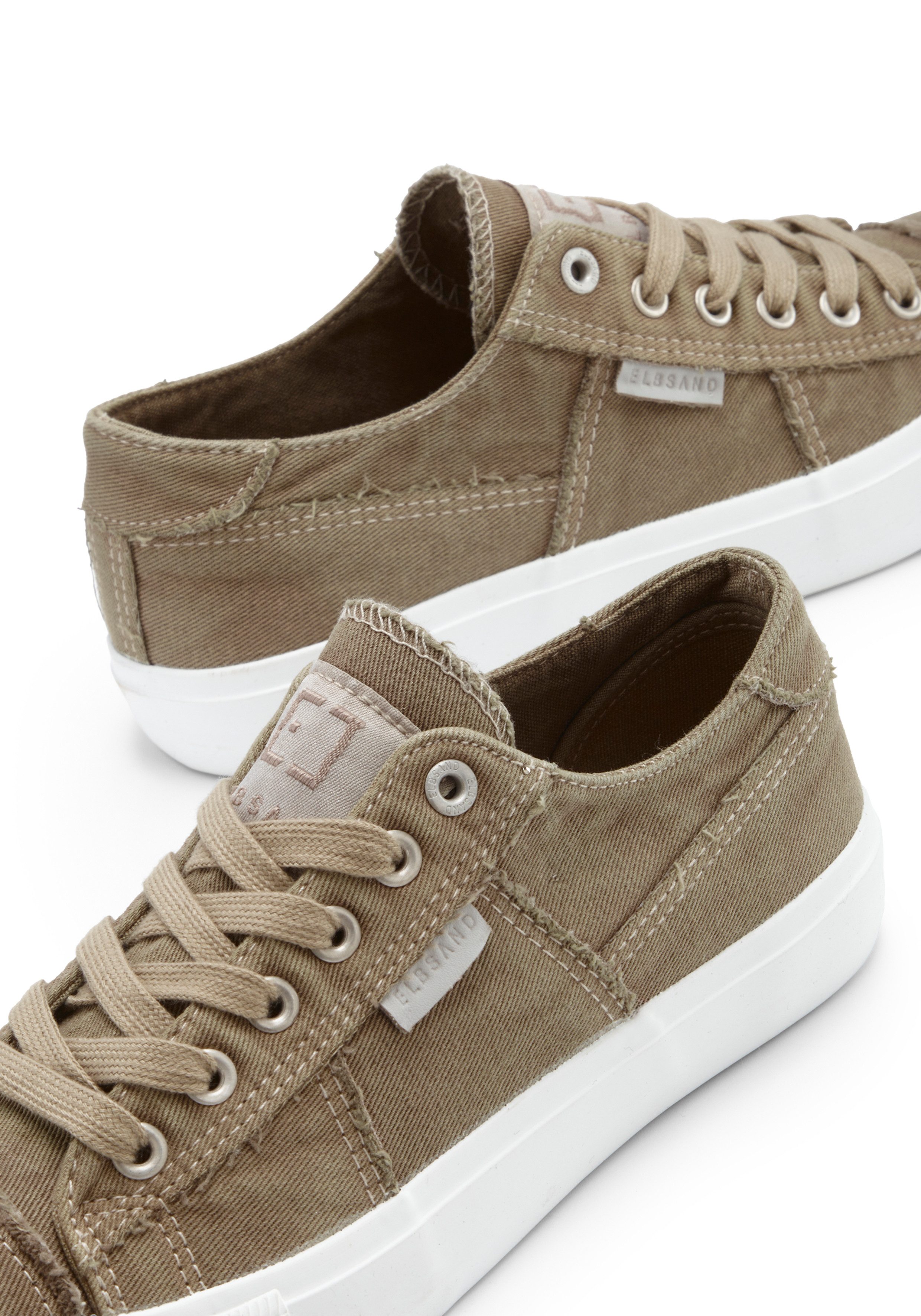 Elbsand Schnürschuh, Stoffschuhe, Textilschuhe, Turnschuh, Freizeitschuh Sneaker Schnürhalbschuh aus Textil in modernem Used-Look VEGAN