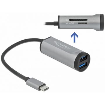 Delock DeLOCK 2 Port USB 3.2 Gen 1 Hub mit USB Type-C USB-Kabel