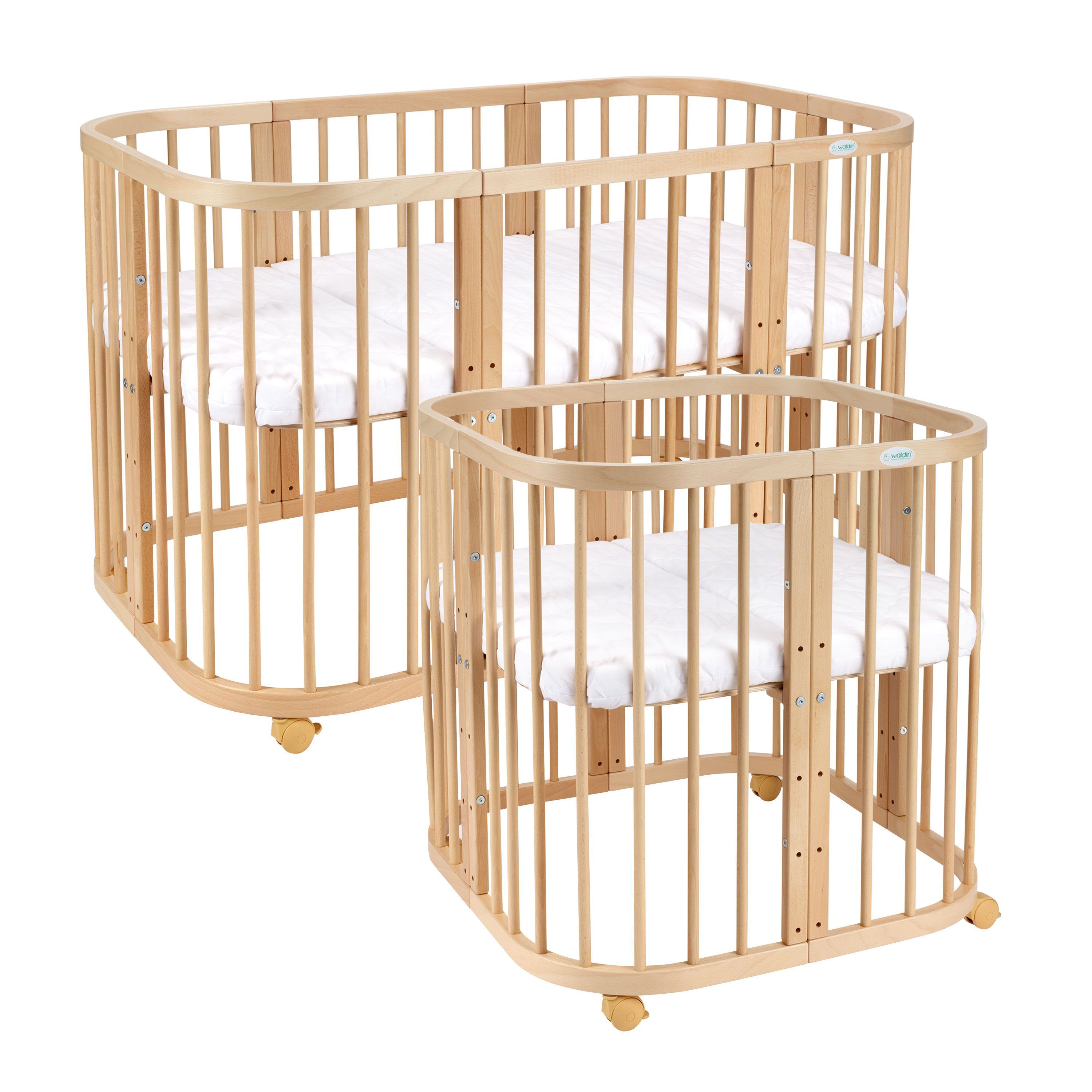 Babybett Mobiles Babybett aus Holz 7in1 mit Matratze, mitwachsend