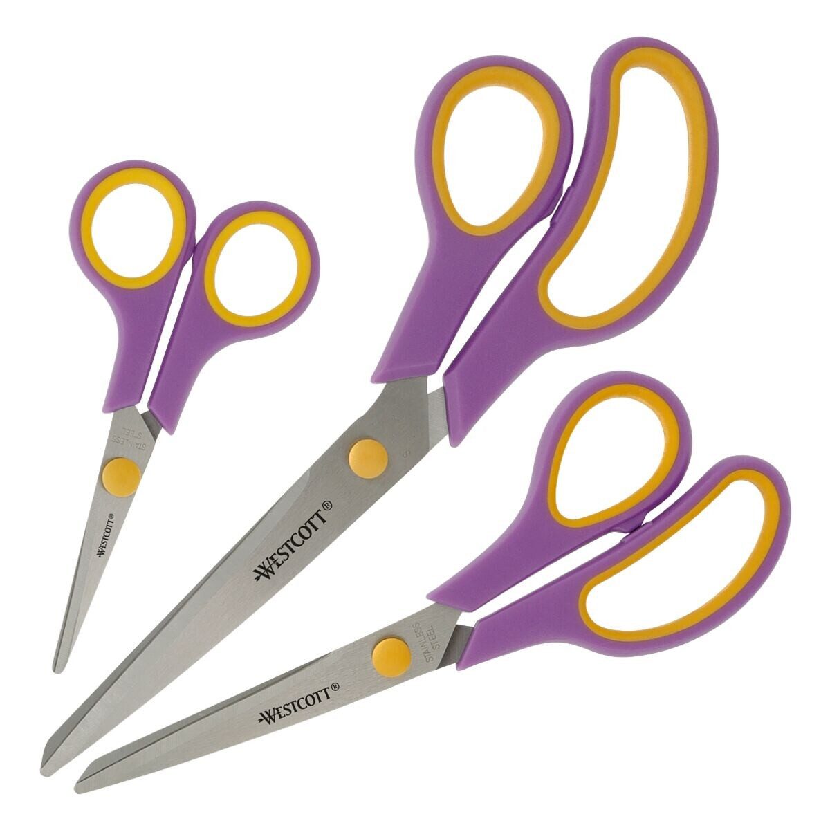 WESTCOTT Scheren-Set Easy Grip, (3-tlg), 14/ 20/ 24,5 cm, für Rechtshänder