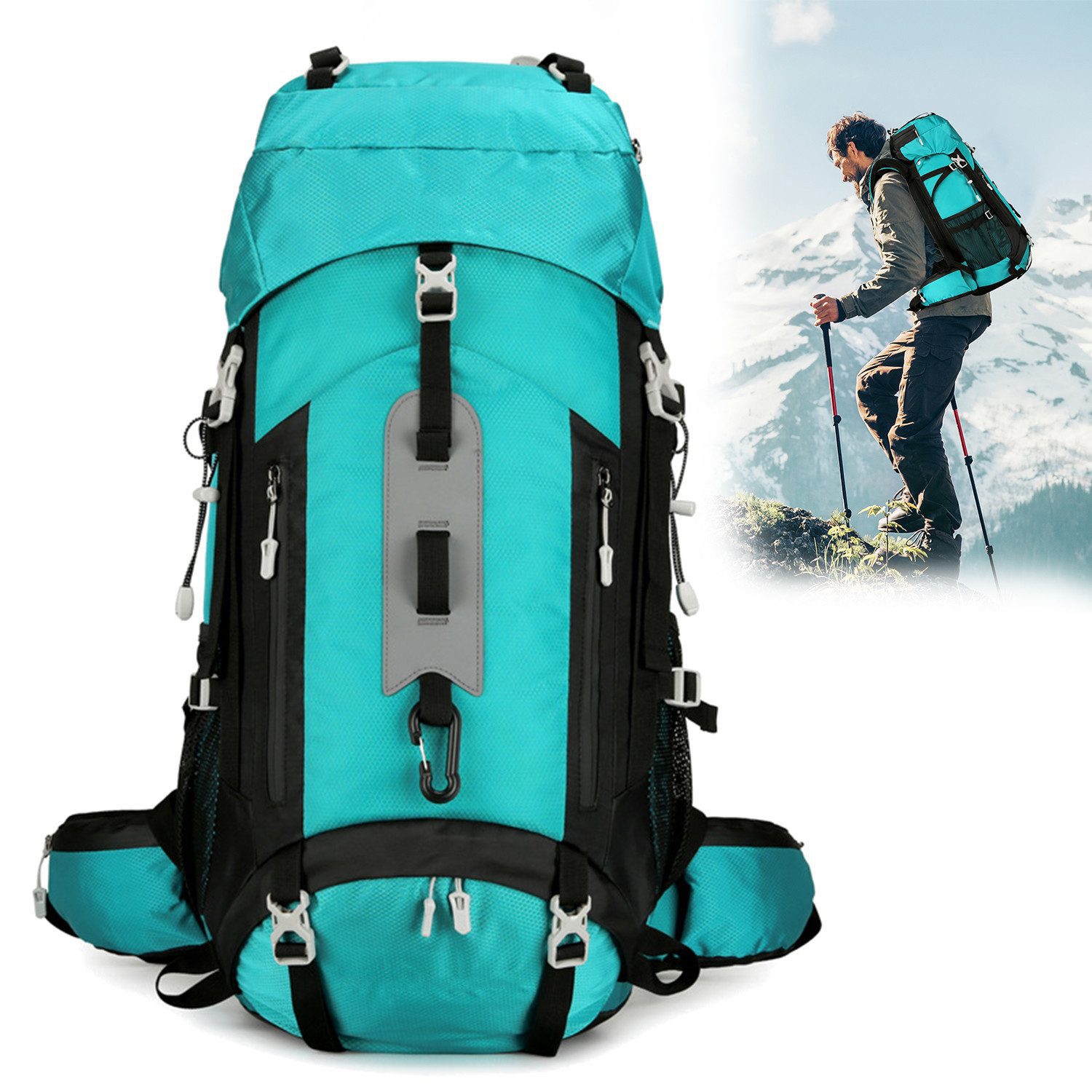 Wanderrucksack 18,49 Gallonen/70 Liter Großer Kapazität Wasserdichter Rucksack