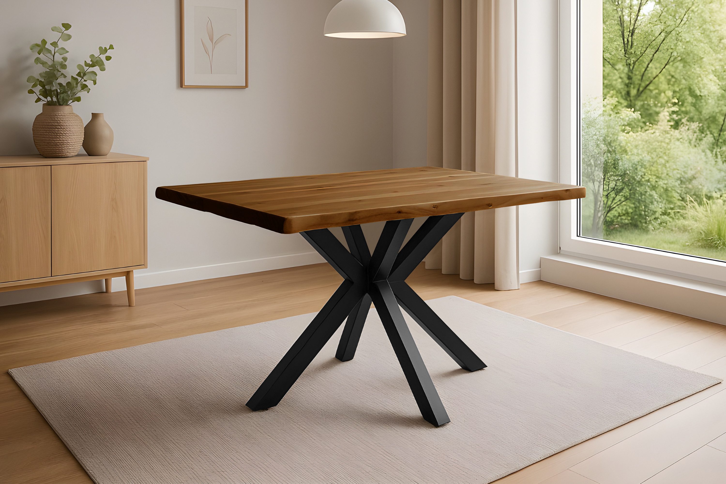 SAM® Esstisch Kawa, Akazienholz, echte Baumkante, Metallgestell Spider-Form
