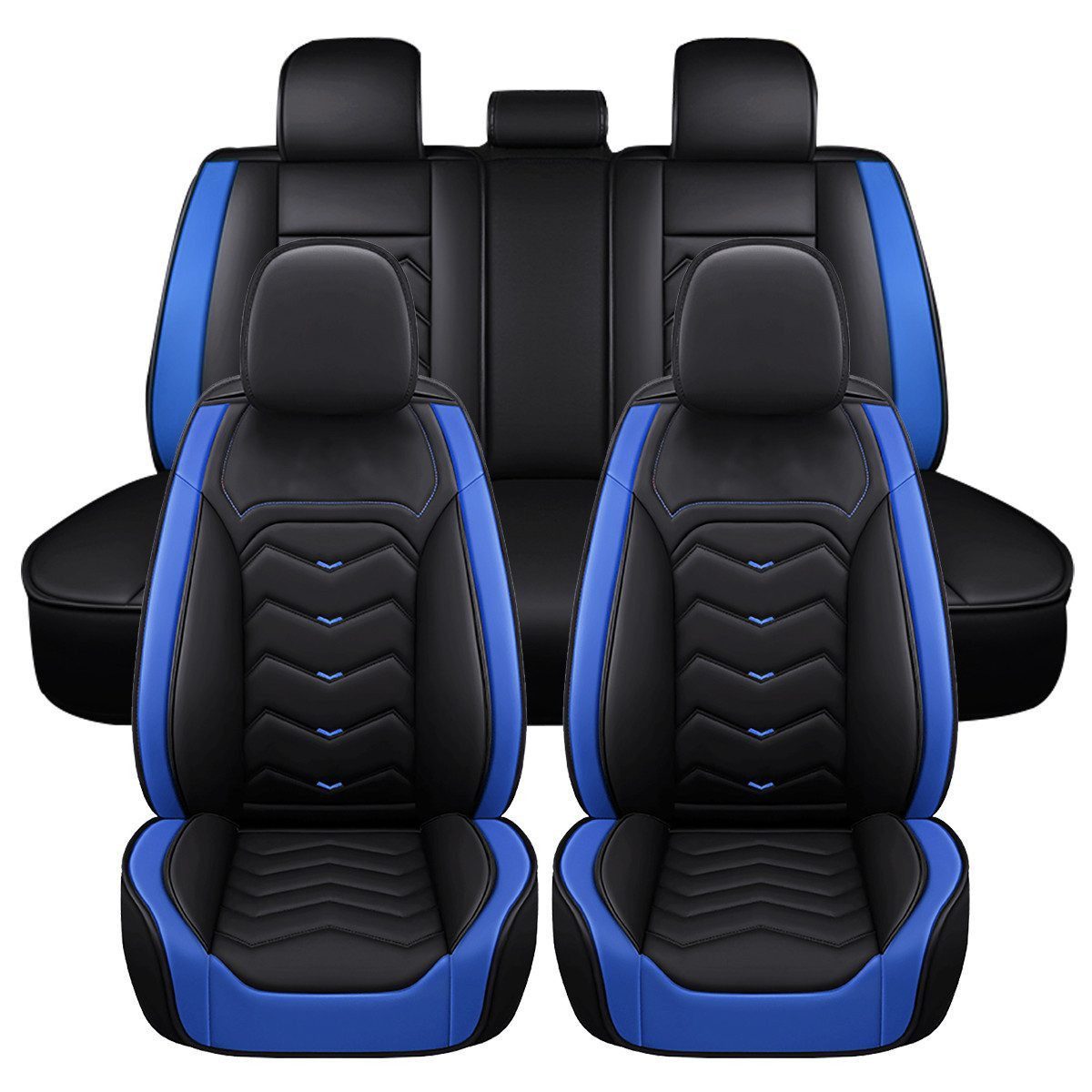 AUDEW Autositzbezug 5 Sitzr elegant Autositzbezüge Kunstleder Schonbezug Komplett-Set, Kunstleder wasserdicht