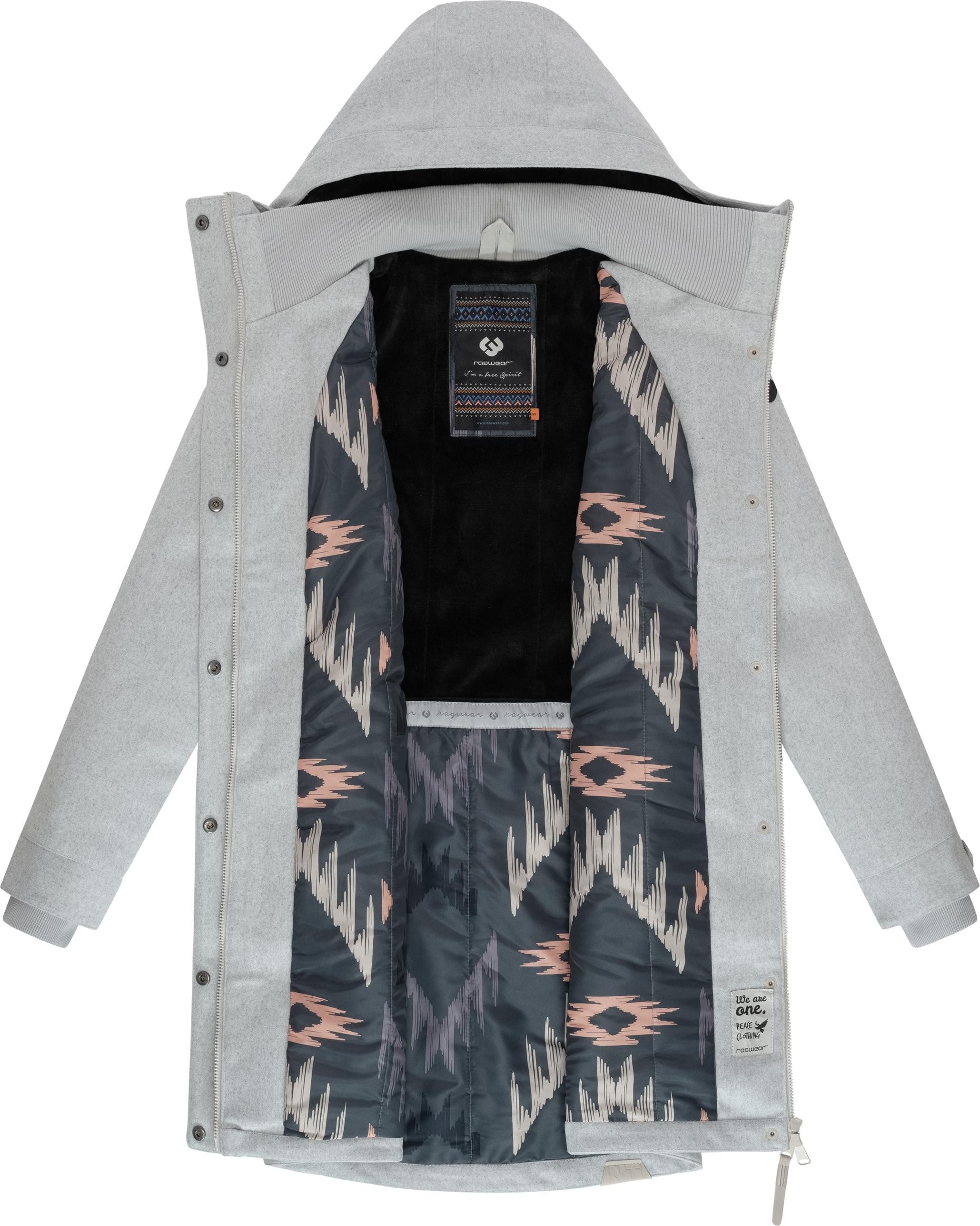 Ragwear Wintermantel Jannisa Coat Klassischer Damen Kurzmantel mit Kapuze