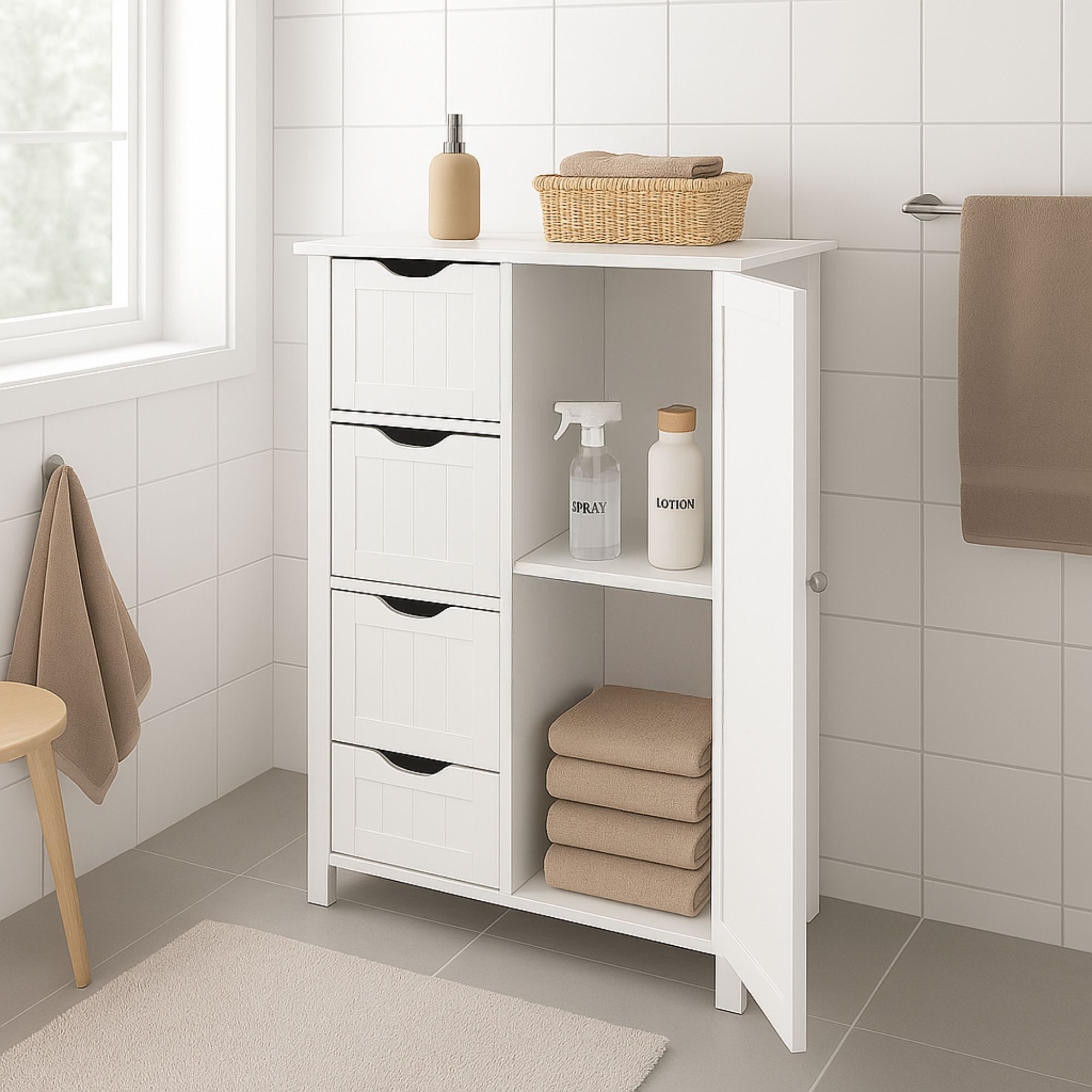 osoltus Badregal osoltus Badezimmerschrank Beistellschrank Hampton 55x30x82 günstig online kaufen