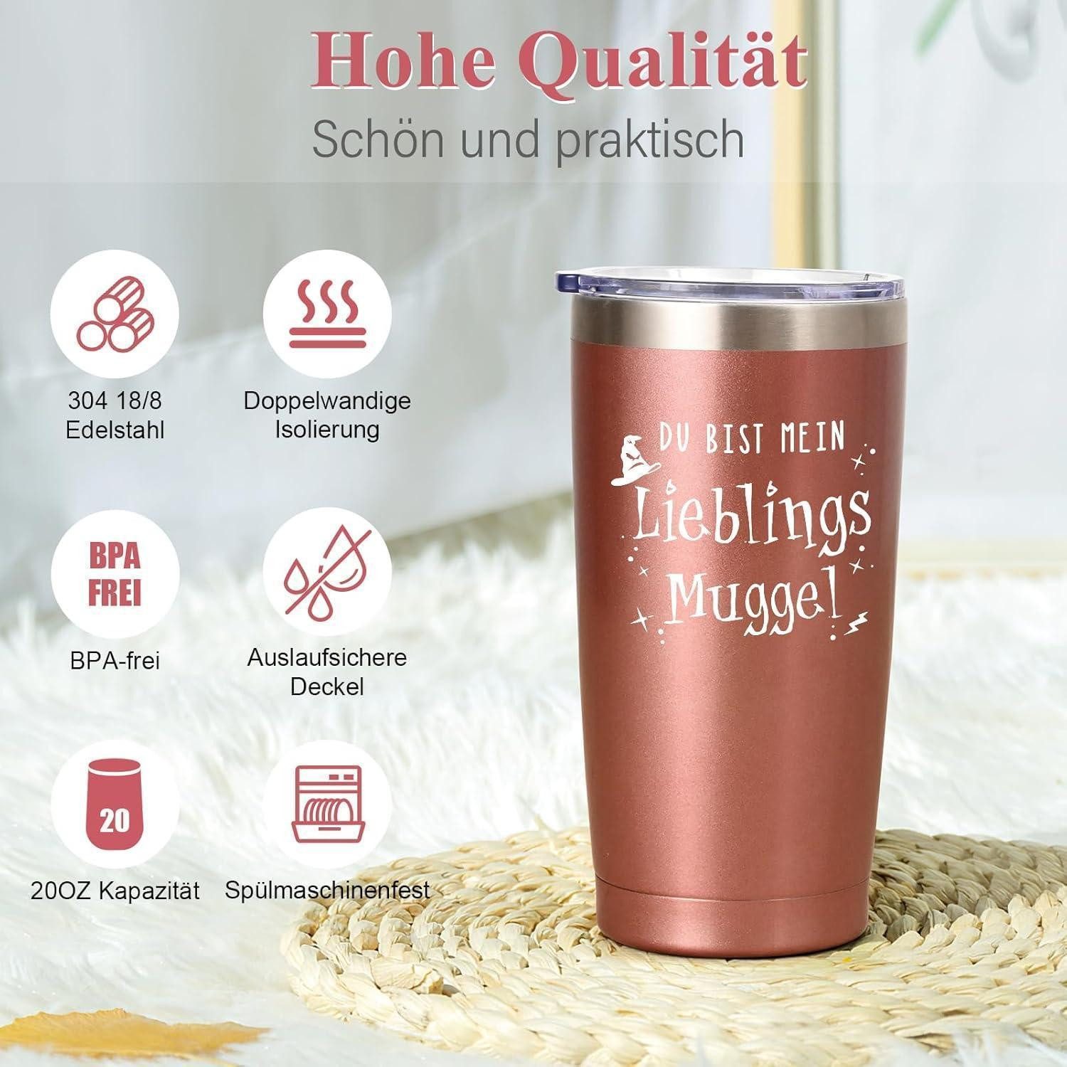 LuxusKollektion Thermobecher Campingbecher 20oz (600ml) Lieblings Muggel - Roségold